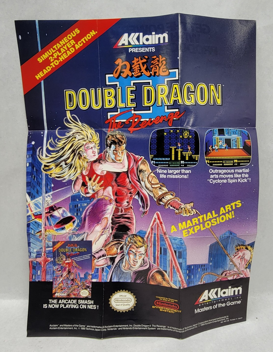 DOUBLE DRAGON II The Revenge – Nintendo NES – Game, Box, Sleeve, Poster & Foam
