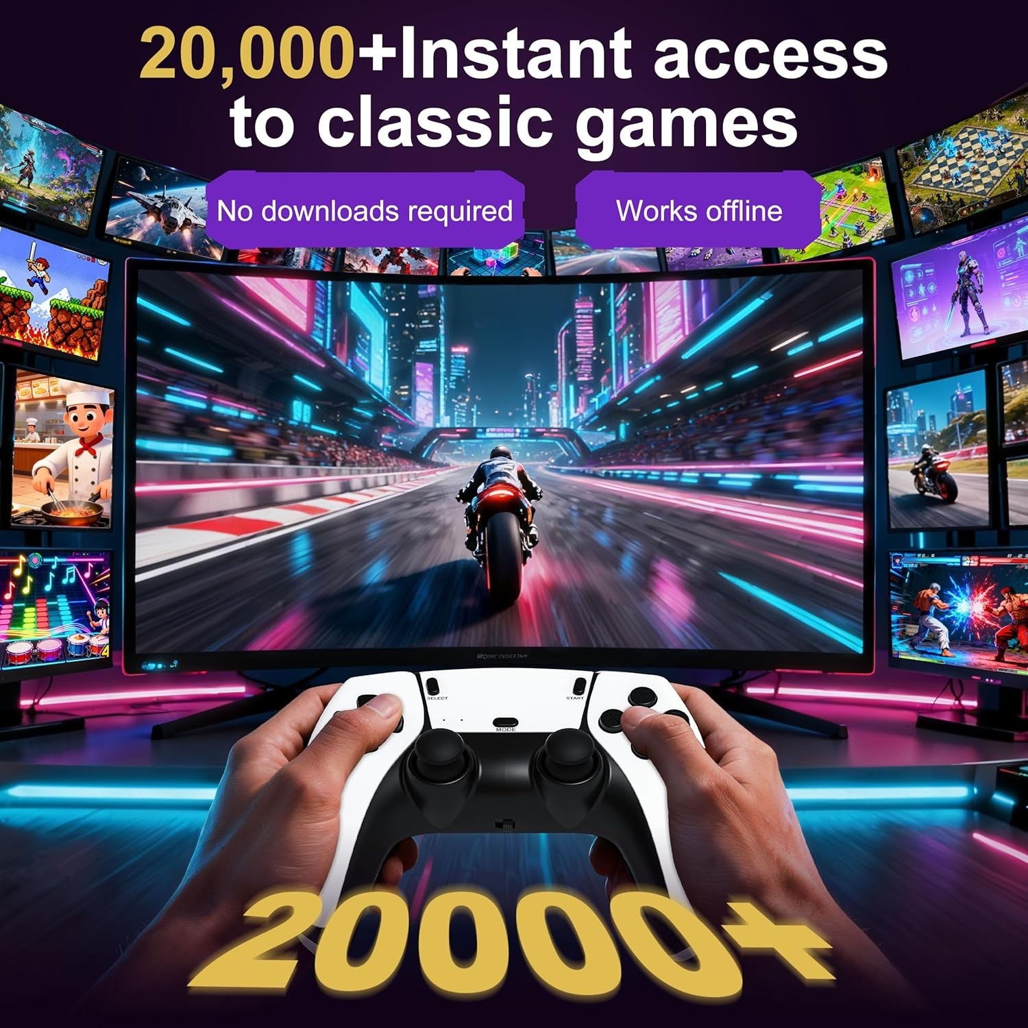 All-in-One Retro Gaming: 20,000 Games, 4K Resolution & 2.4G Wireless Controllers