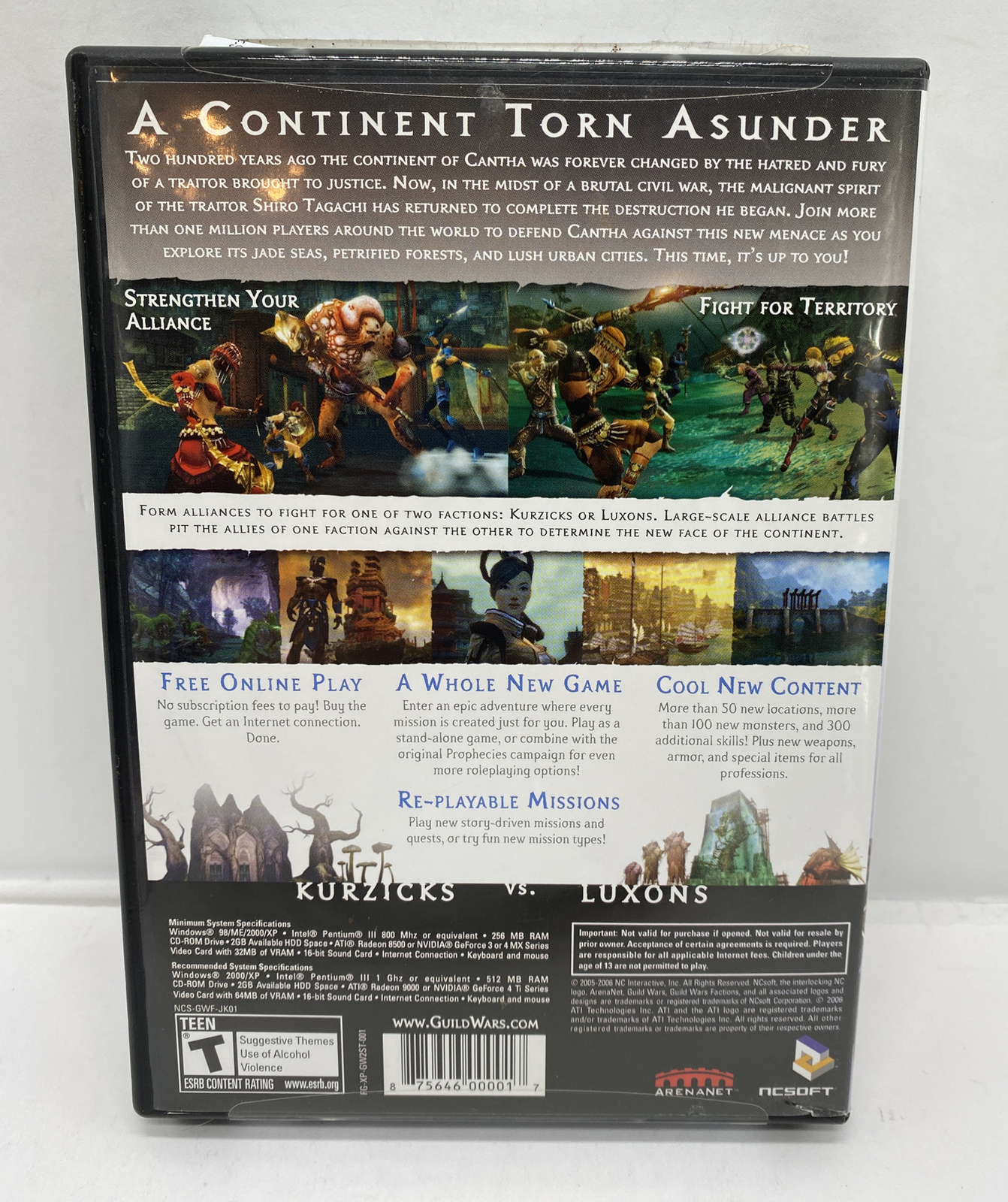 Guild Wars Factions PC CD-ROM Windows Video Game NCSOFT Arenanet COMPLETE