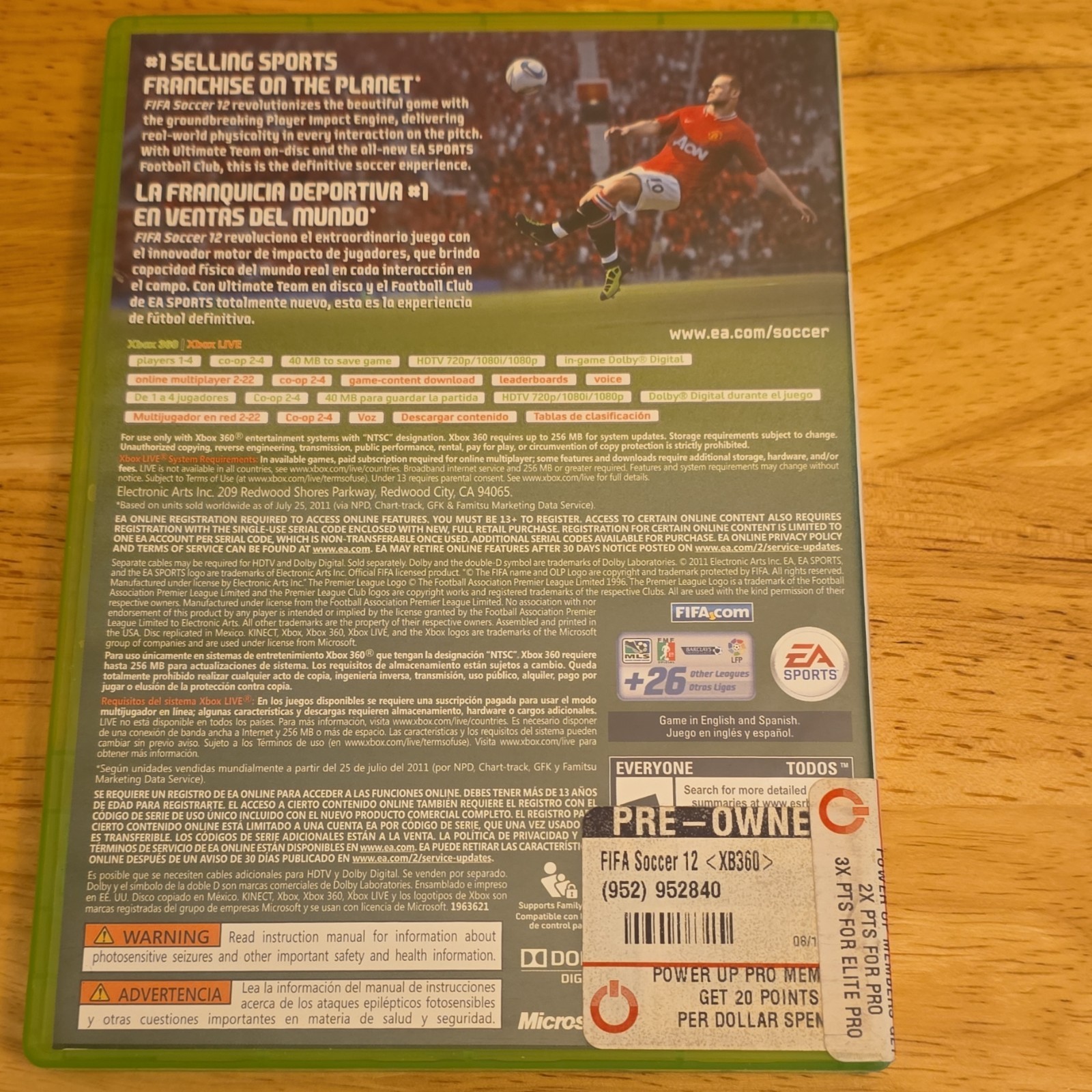 EA Sports FIFA Soccer 12 Microsoft Xbox 360 E NTSC-U/C Multiplayer Manual Case