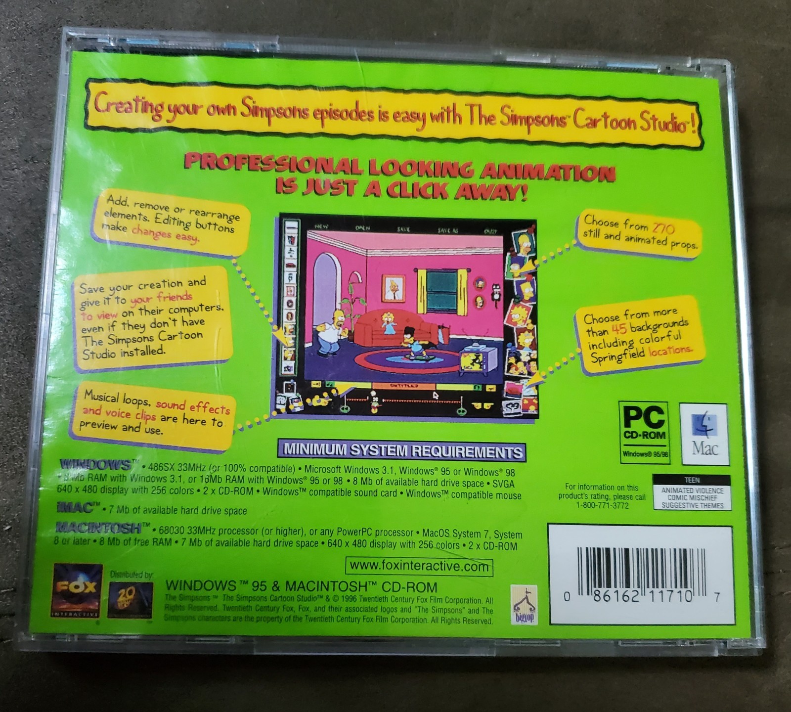 The Simpsons Cartoon Studio CD-ROM PC Windows 95/98 MACINTOSH Complete