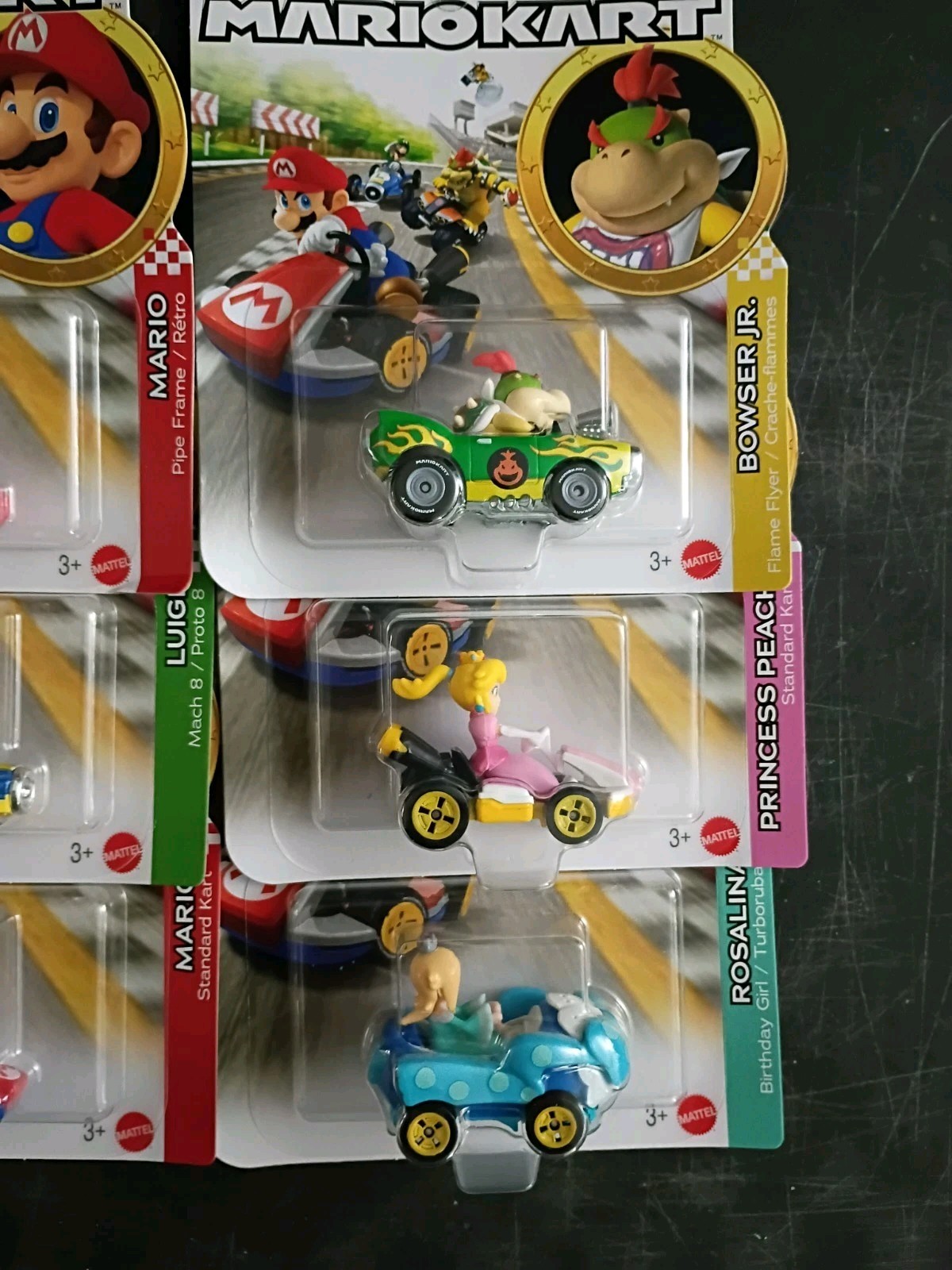 9-PK SUPER MARIO KART Hot Wheels Lot Rosalina Bowser JR Yoshi Toad Peach Luigi