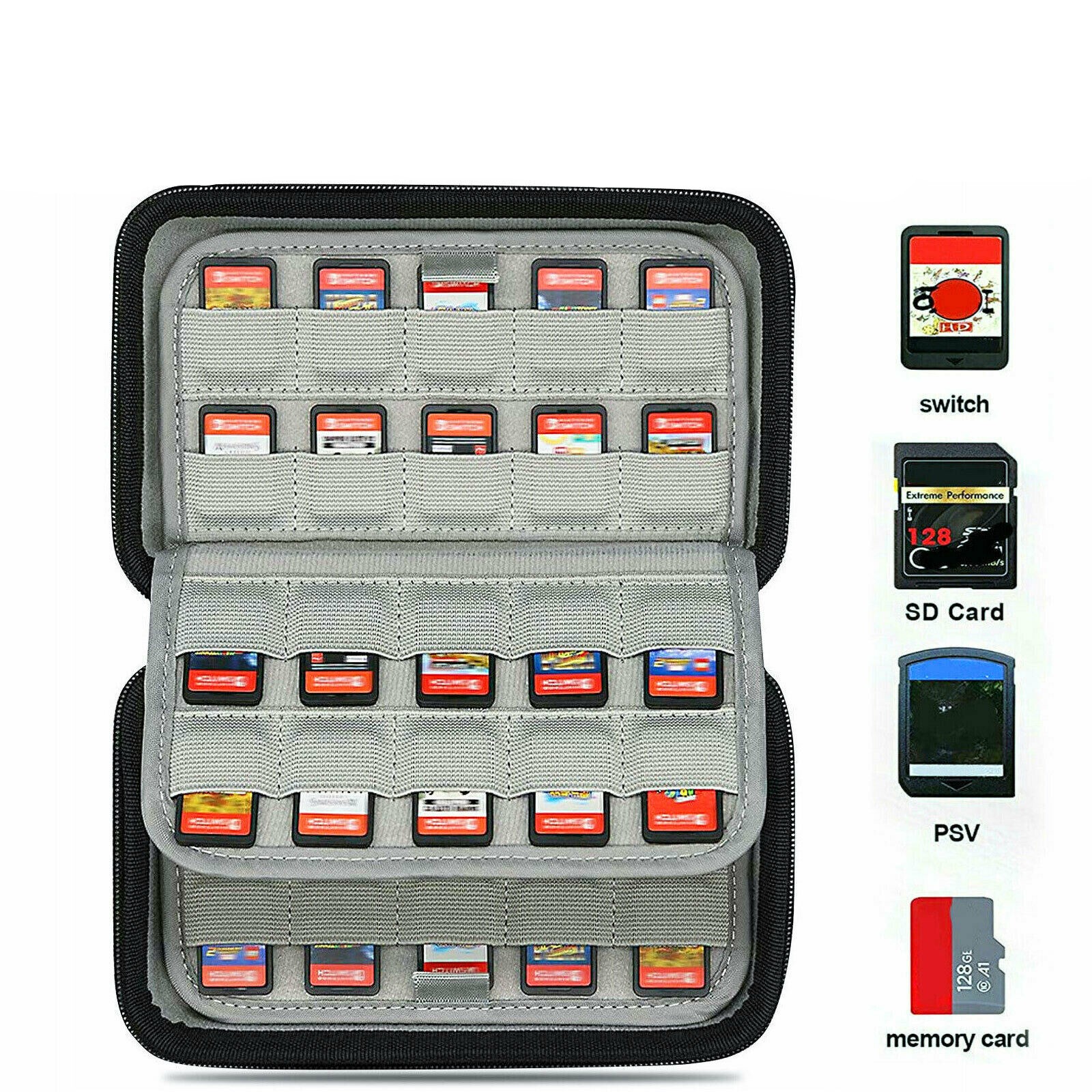 80-Slot Game Cartridge SD Card Holder Storage Bag for Nintendo Switch NS&PS Vita