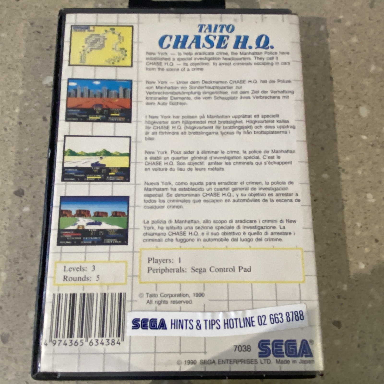 Taito Chase HQ – Sega Master System – (PAL Version) No Manual included