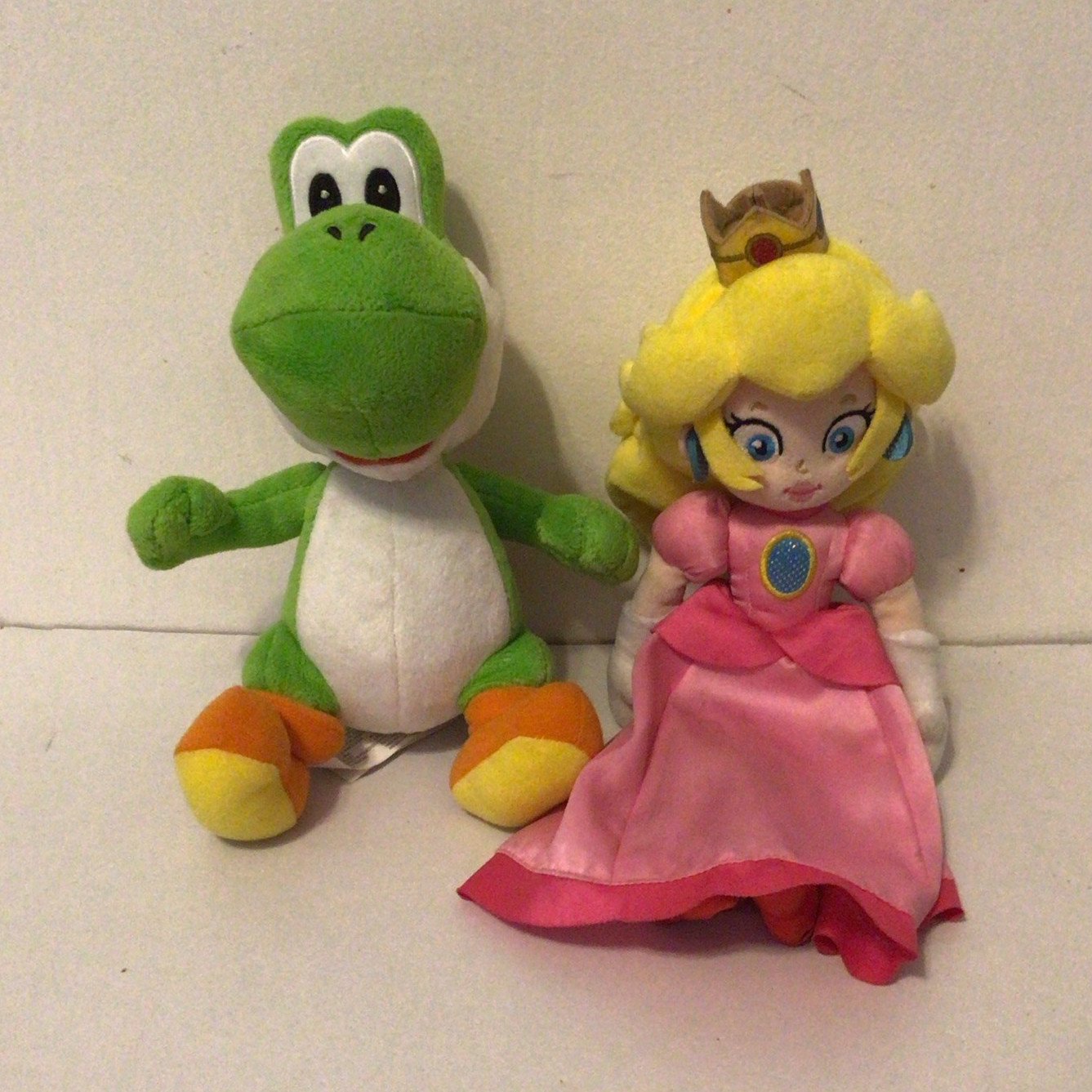 Nintendo Super Nintendo World Princess Peach & Yoshi Washable Plush Doll Lot