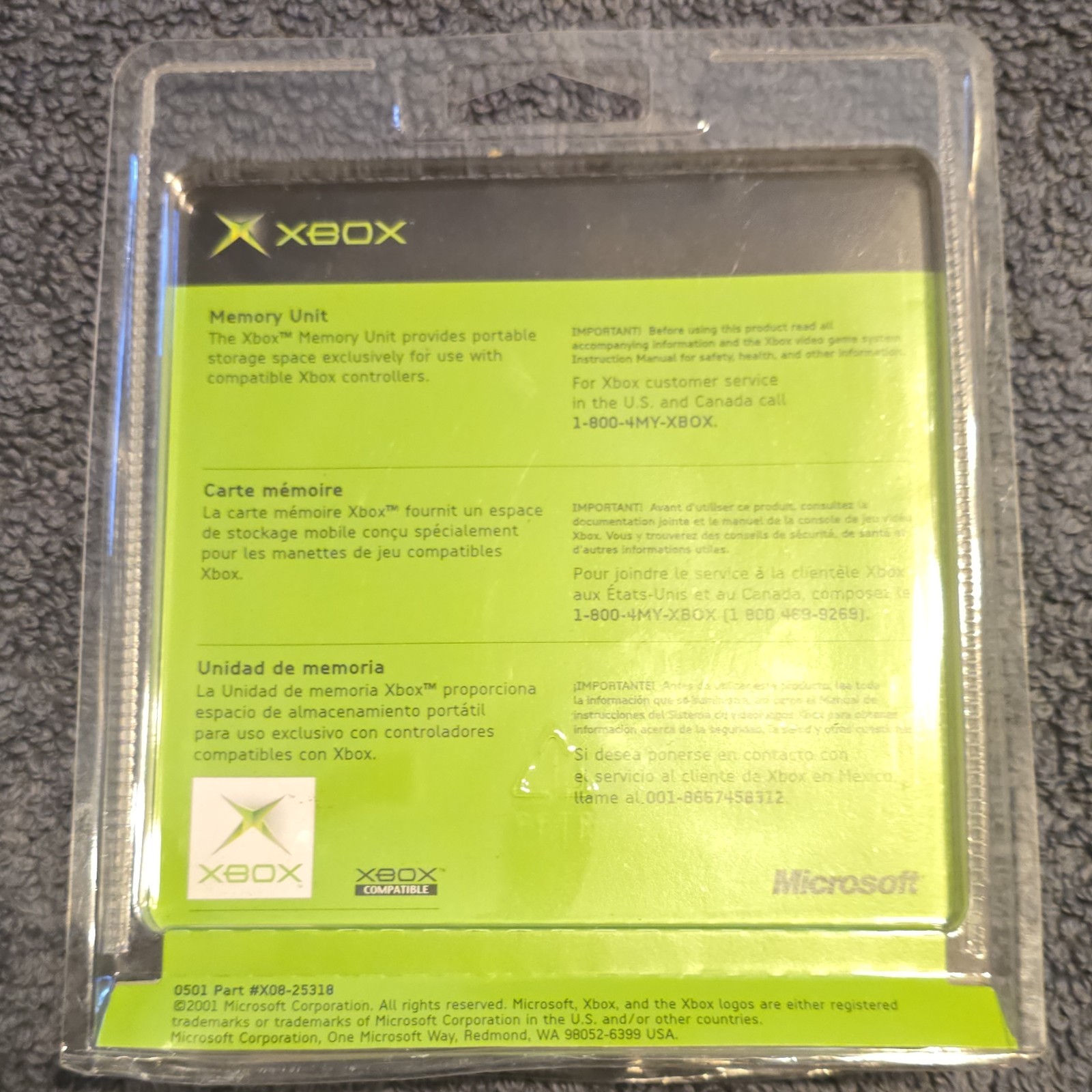 Microsoft Xbox Memory Unit Controller Attachment, Black/Green X08-25318 Unopened