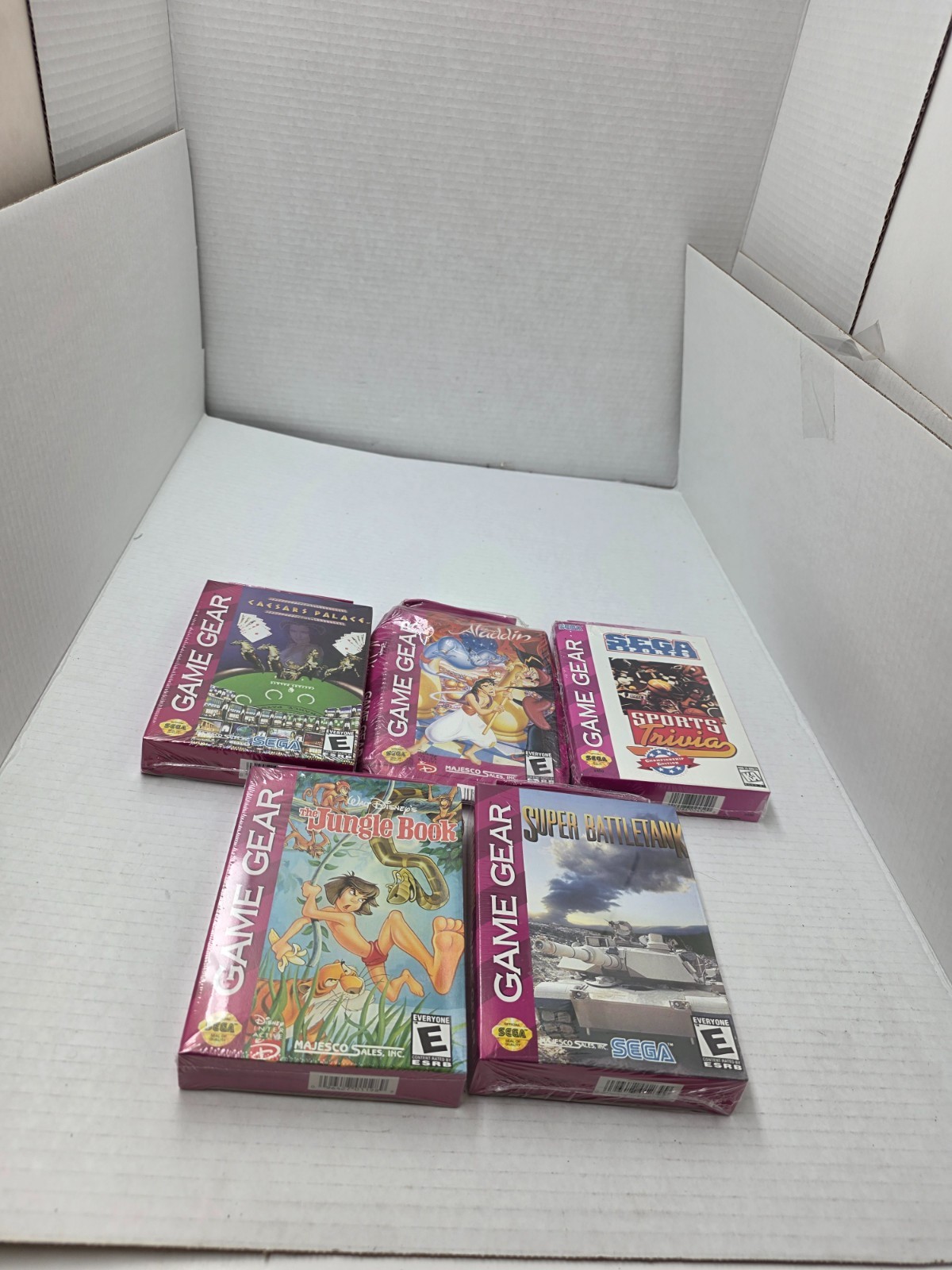 5 NEW Sega Game Gear Games Damaged boxes Aladdin,Jungle Book,Battle,Caesars #O6