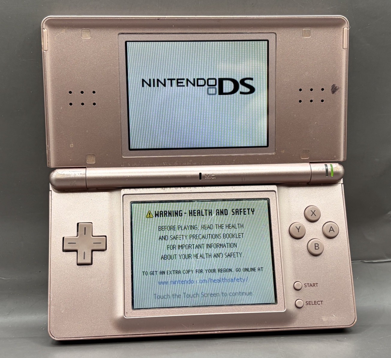 Nintendo DS Lite Metallic Rose Pink Handheld Video Game Console Only With Stylus