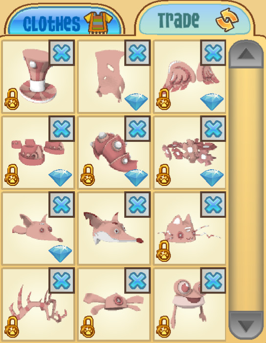 Animal Jam Classic AJ AJC Rose Gold Clothing 12-Item Color Bundle (Read Descr.)