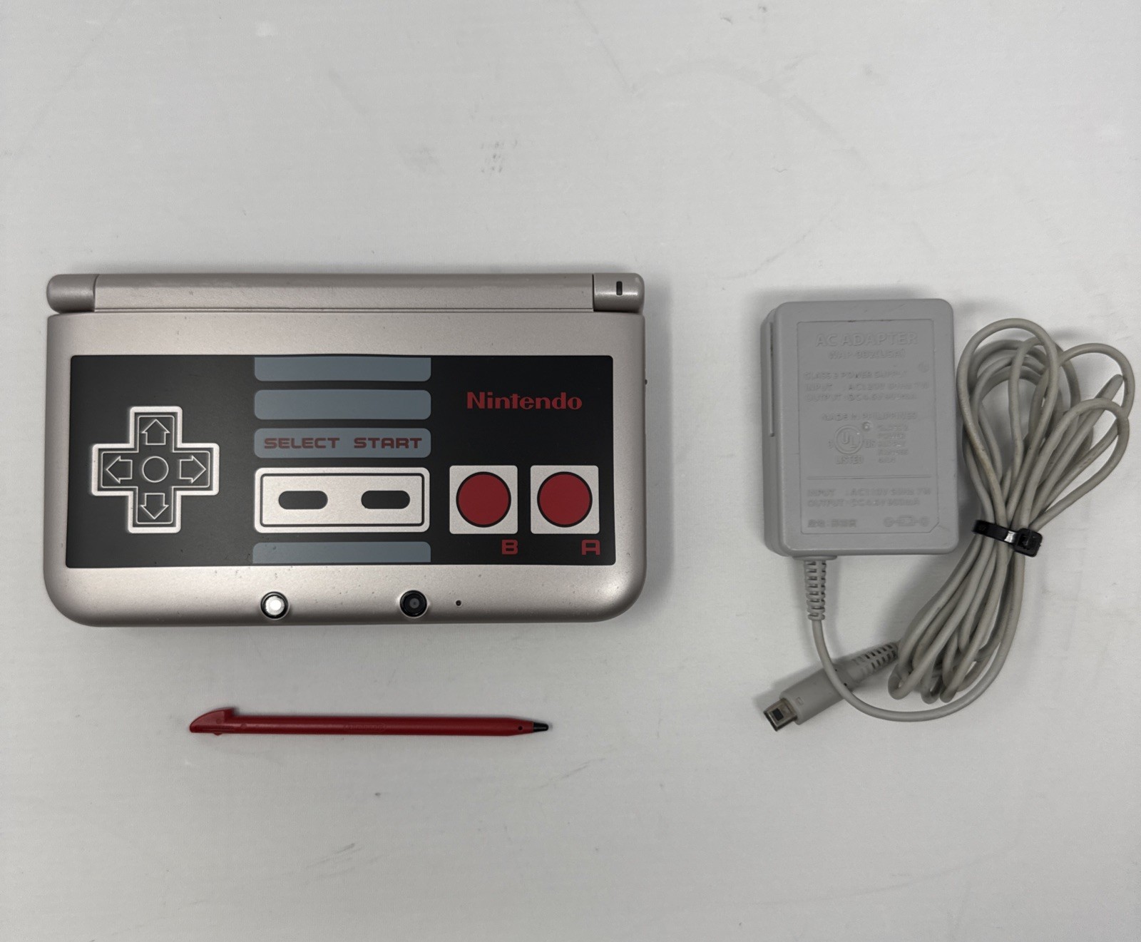Nintendo 3DS XL NES Edition Handheld Console w/ Stylus + OEM Charger – Tested