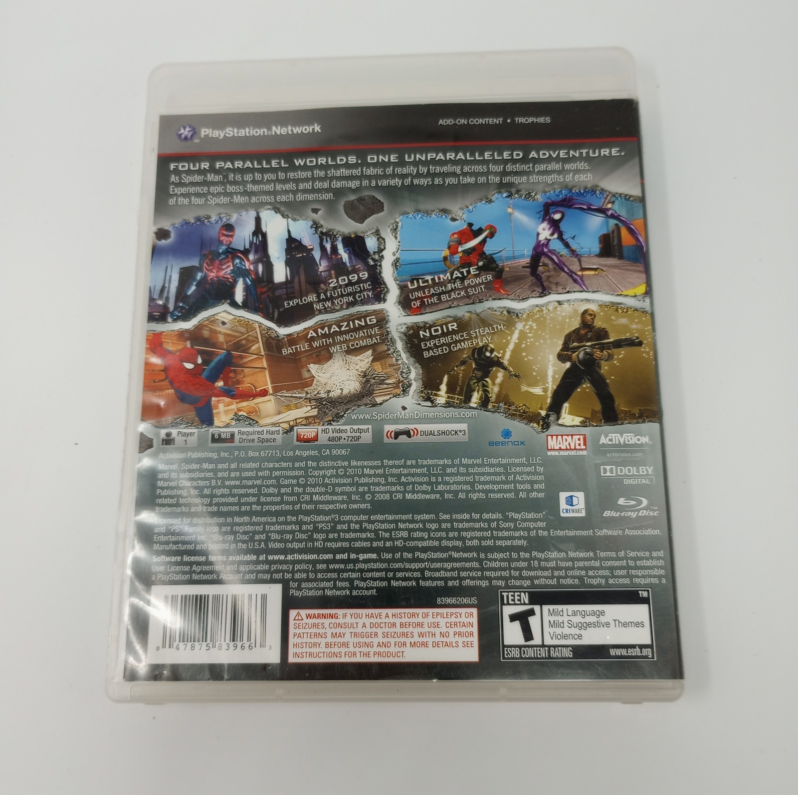 Spider-Man Shattered Dimensions (Playstation 3) PS3 Case ONLY NO GAME SEE PICS