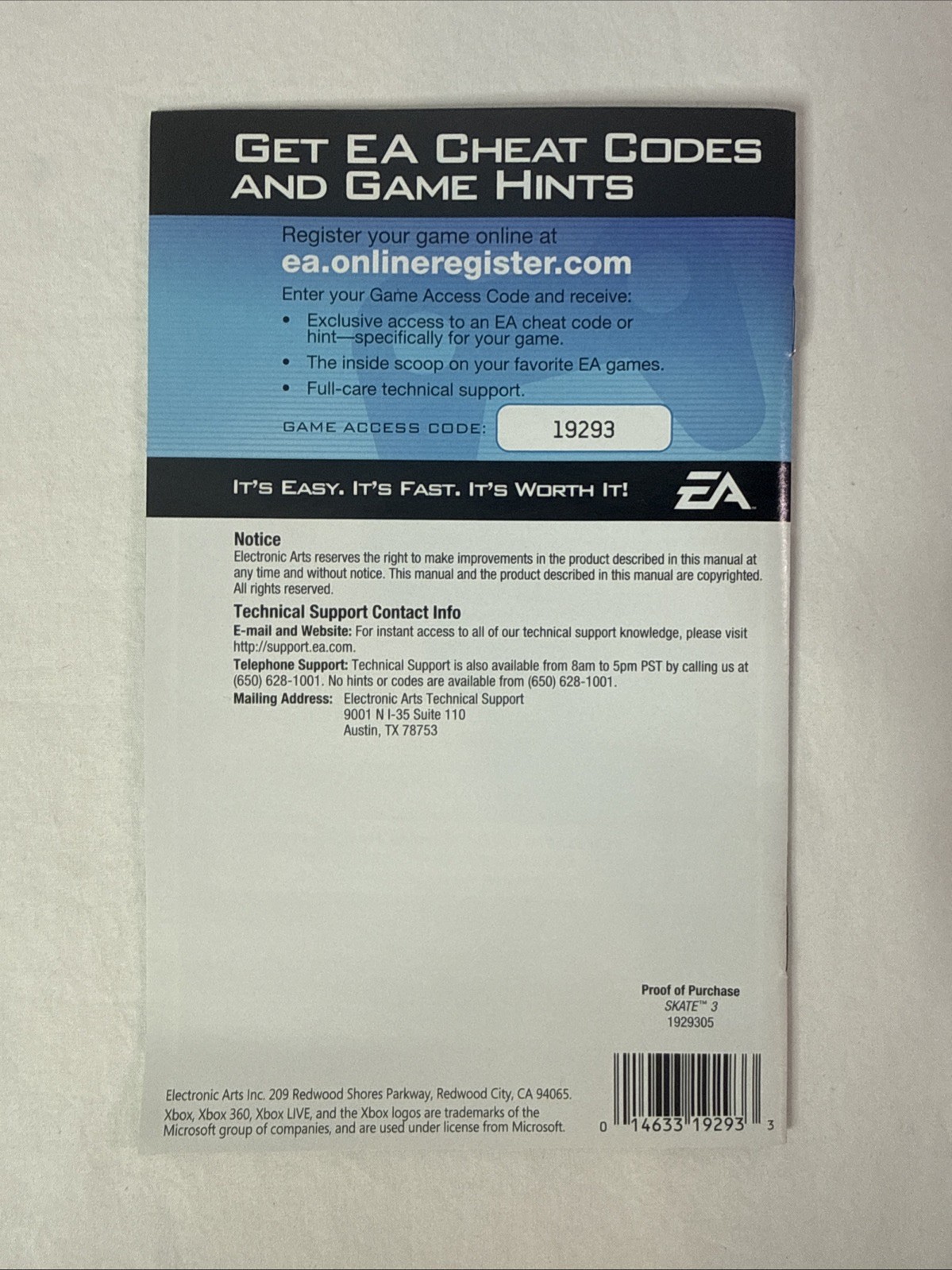 Skate 3 (Microsoft Xbox 360, 2010) CIB Complete – Tested