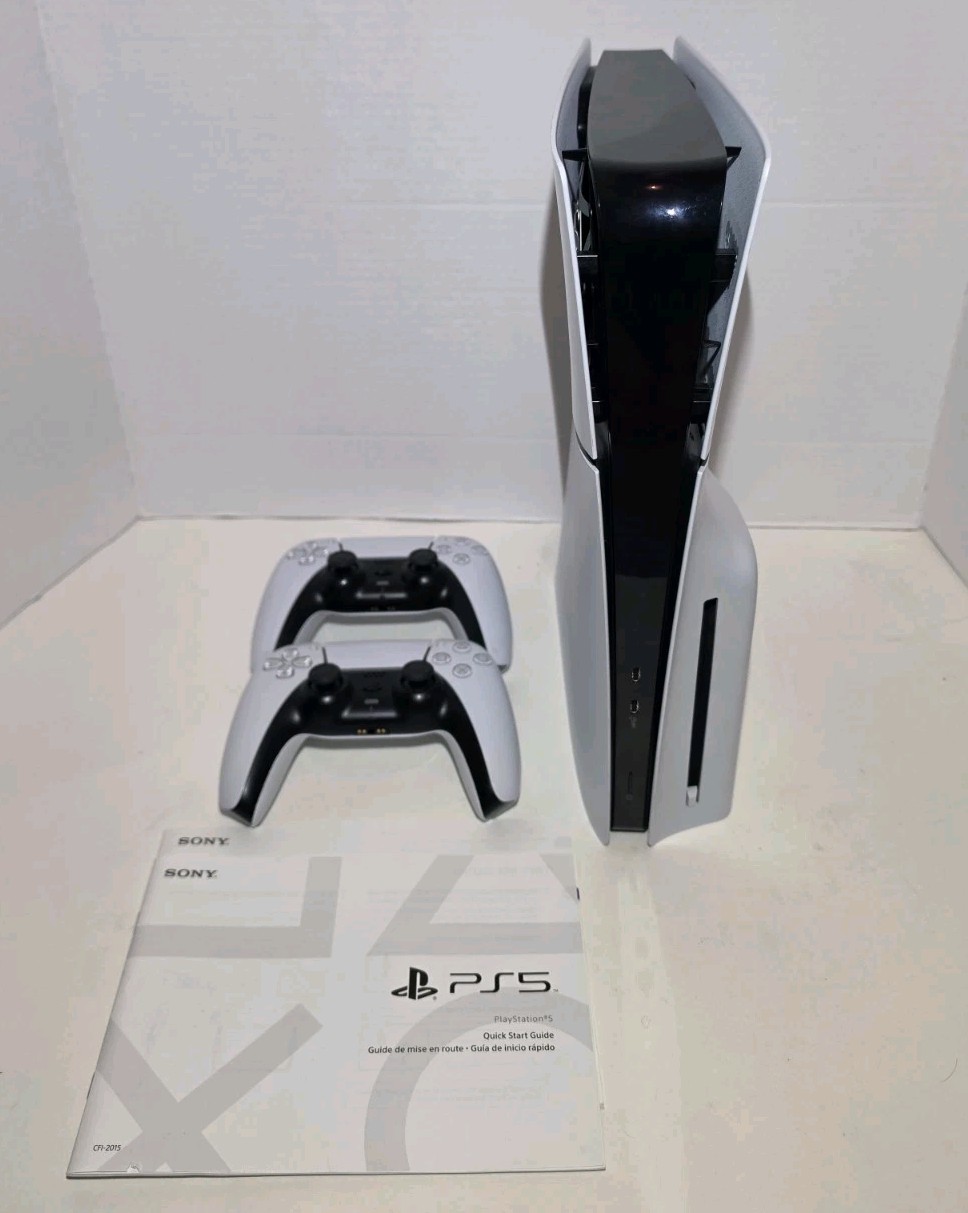 Sony PlayStation 5 PS5 1TB Slim Disc Edition Console W/2 Controllers, Tested