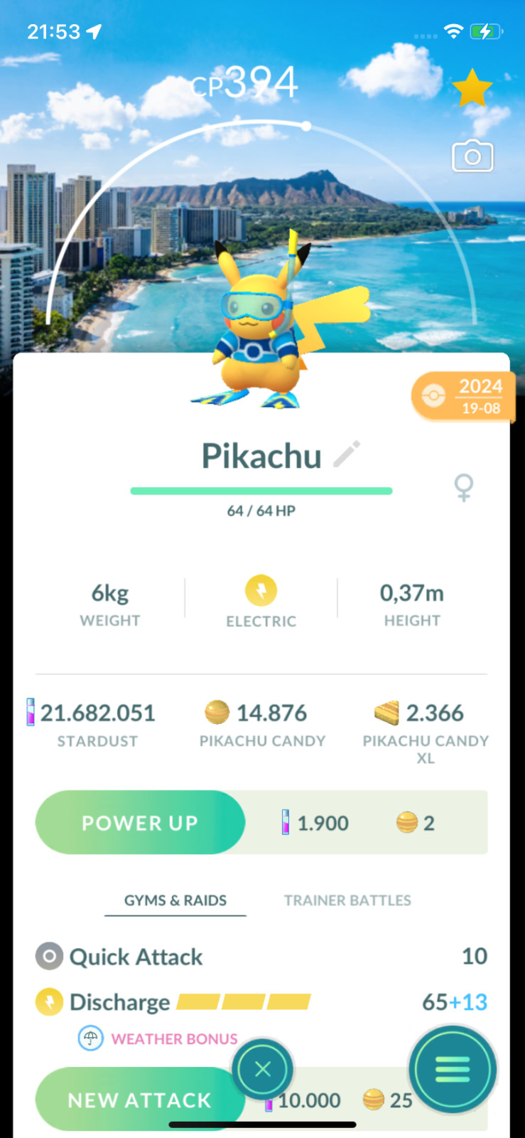 Pokemon | NON-SHINY Hawaii Background Scuba Pikachu | (Un)Registered Trade Fine