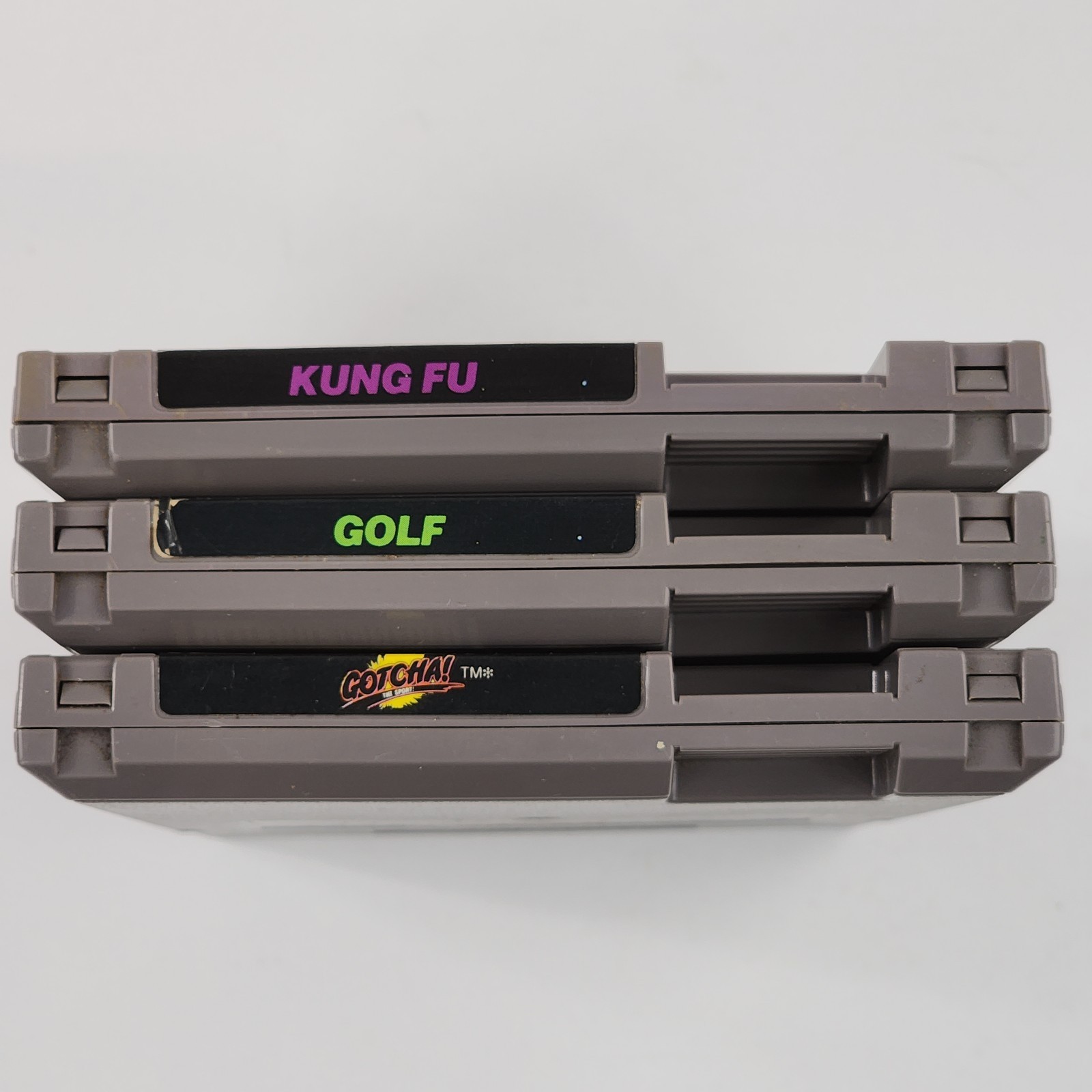 NES 3 Game Lot: Kung Fu – Golf – Gotcha The Sport (Nintendo, 1985) Tested