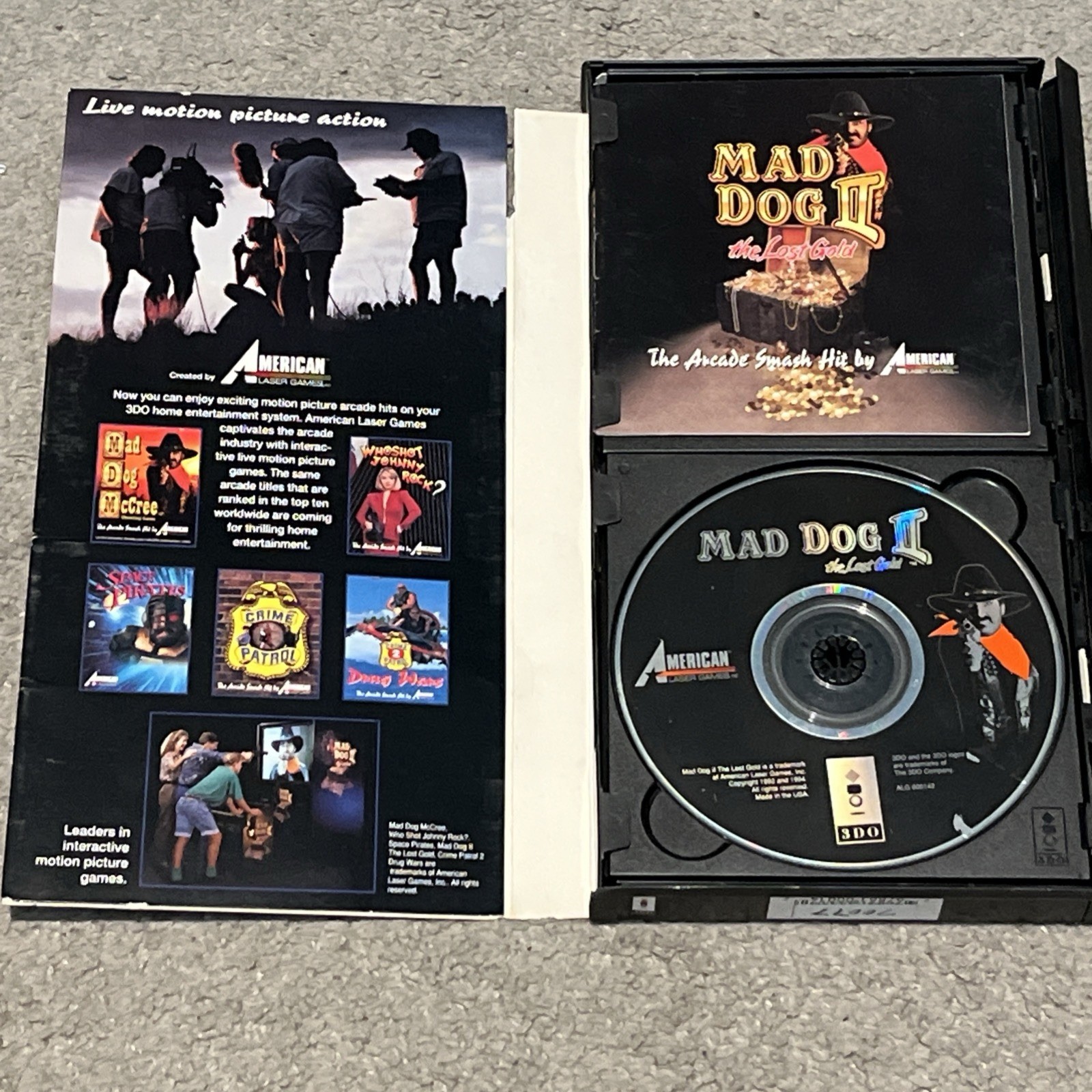 Mad Dog II 2: The Lost Gold (3DO, 1994) Case Disc Manual Reg Card