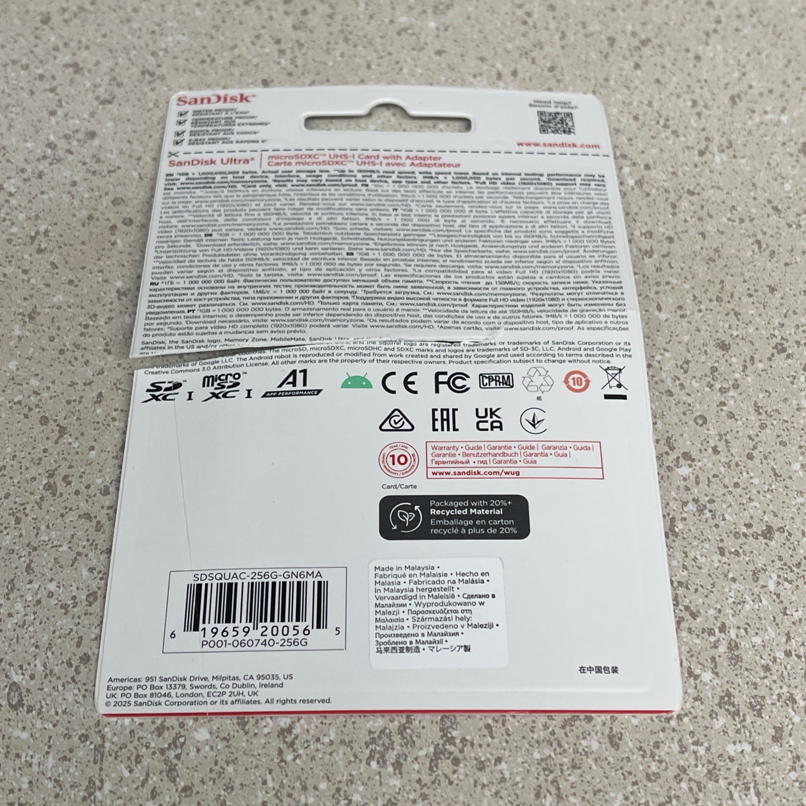 Sandisk Ultra MicroSDXC UHS-I Card with Adapter 256GB up to 150MB/S