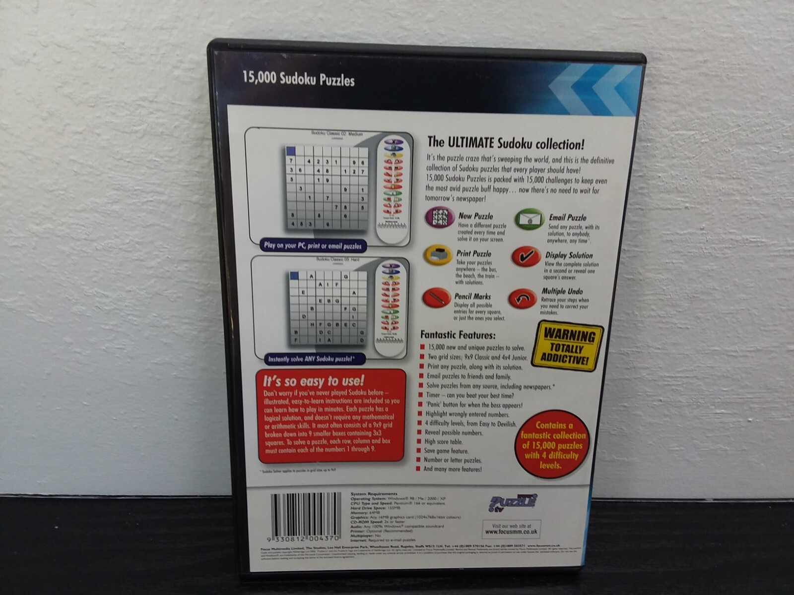 15,000 Sudoku Puzzles (Windows 98) PC CD-ROM / United Kingddom