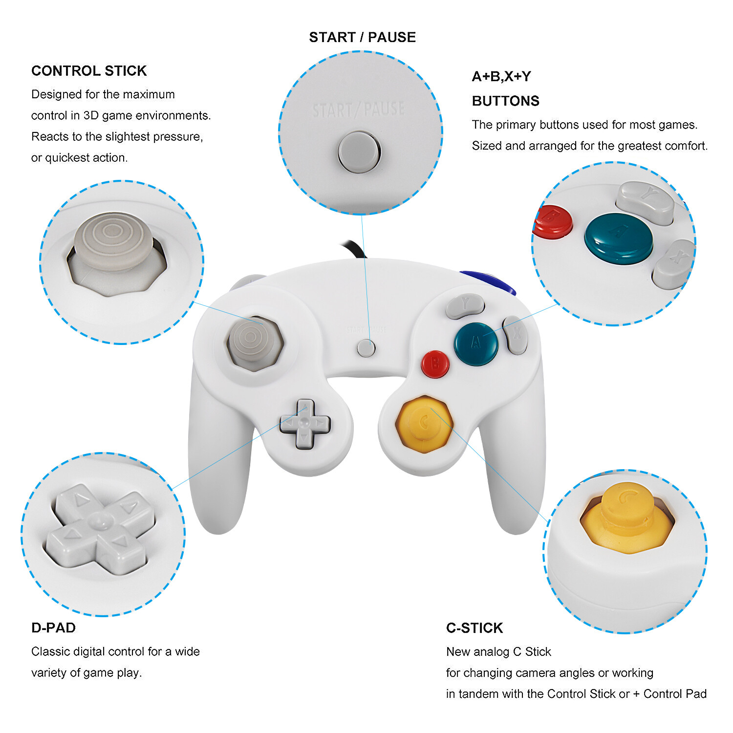 1x/2x Wired Wireless Shock Joypad Game Stick Pad Controller for Nintendo NGC GC