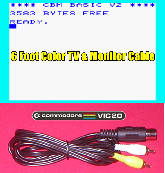 6Ft Color AV RCA TV & Monitor Composite Cable for Commodore VIC-20 Computer NEW