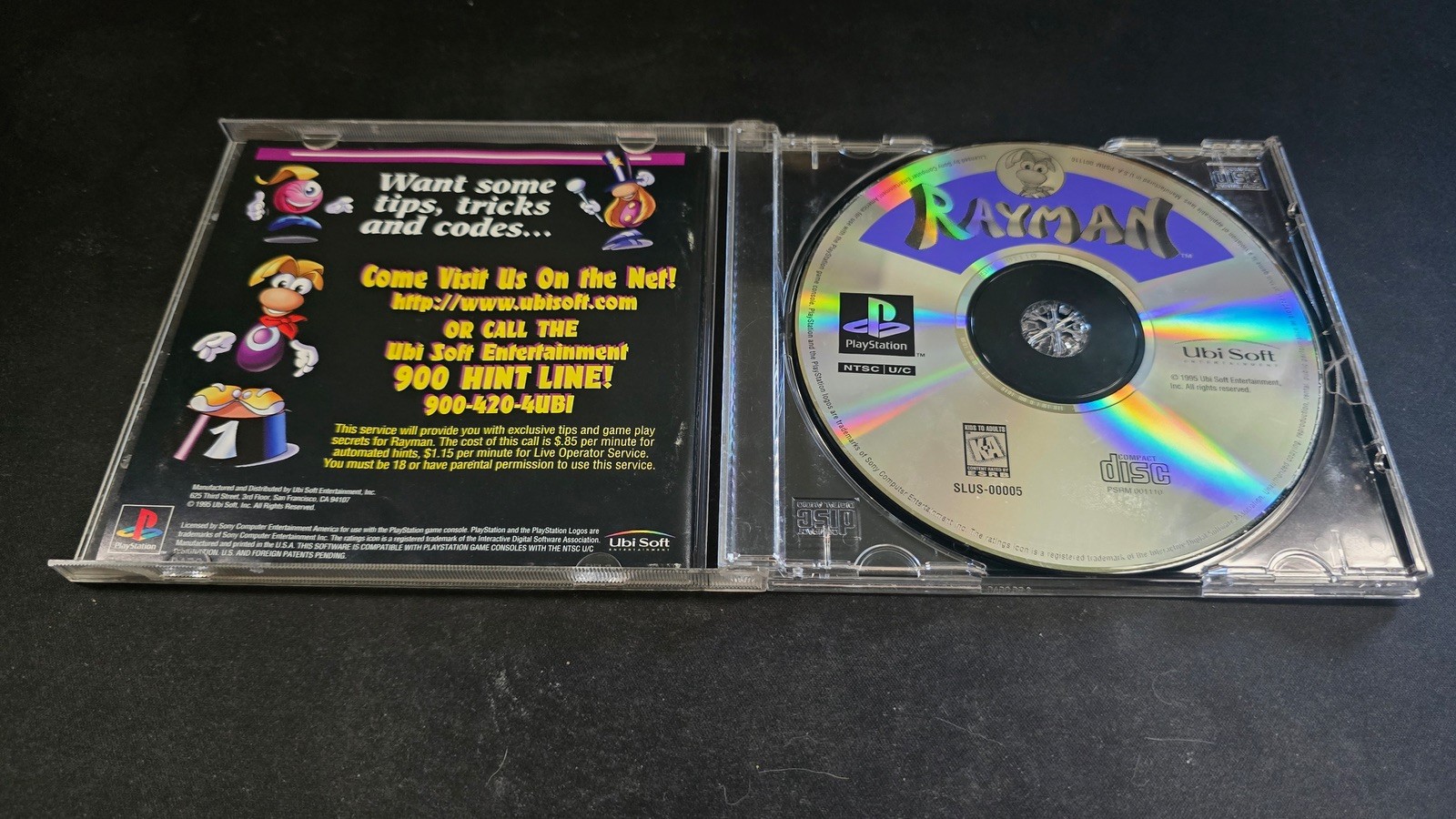 Rayman 1 Black Label Ubisoft Sony Playstation 1 PS1 MINT cond COMPLETE+reg card!
