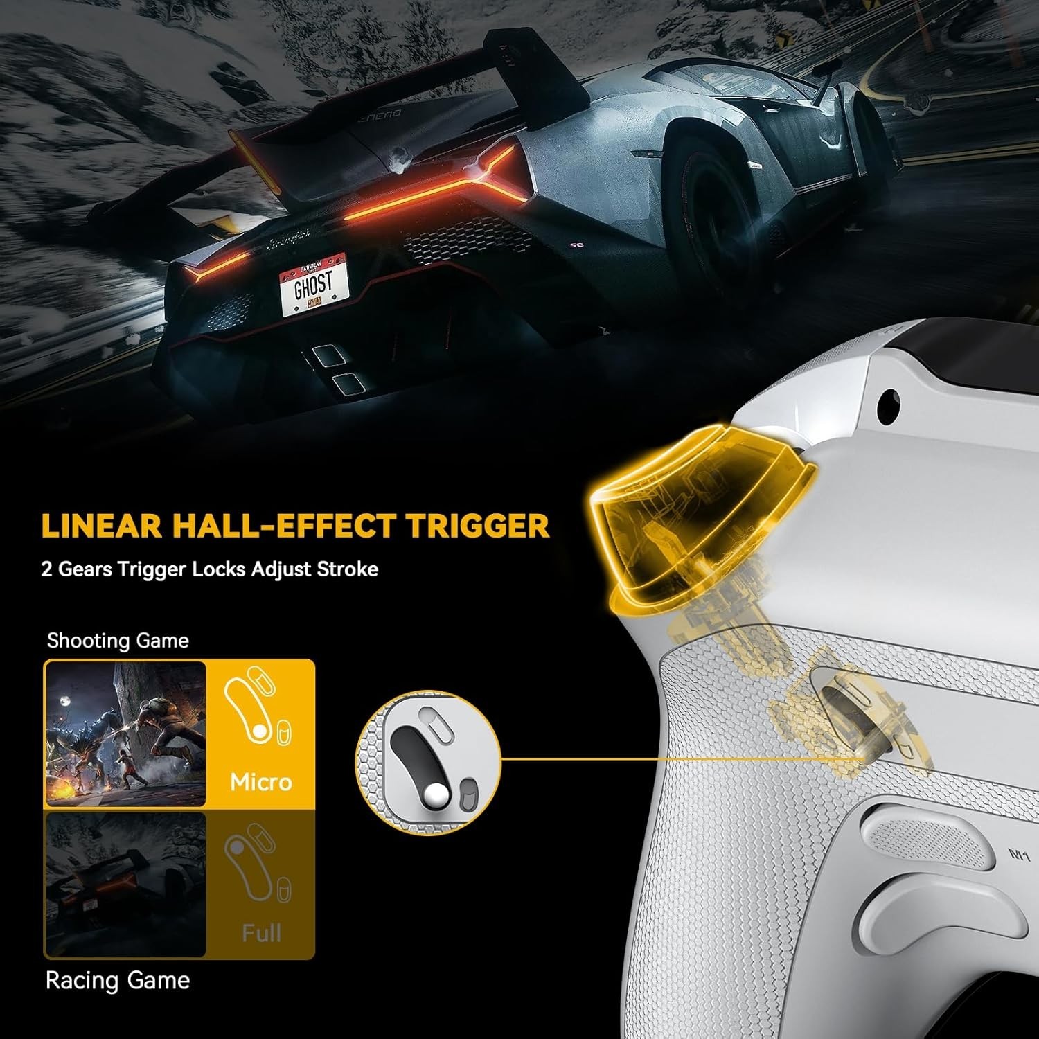 Ergonomic Wireless Gaming Controller with Interactive Screen for iOS/PC/Switch 2