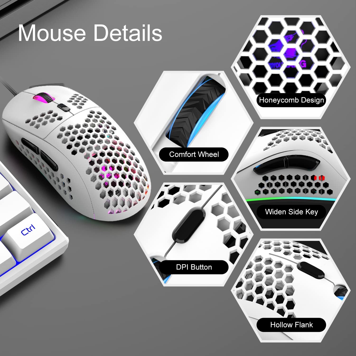 60% Gaming Keyboard and Mouse Combo Samll Mini RGB Backlight Mechanical Feeli…