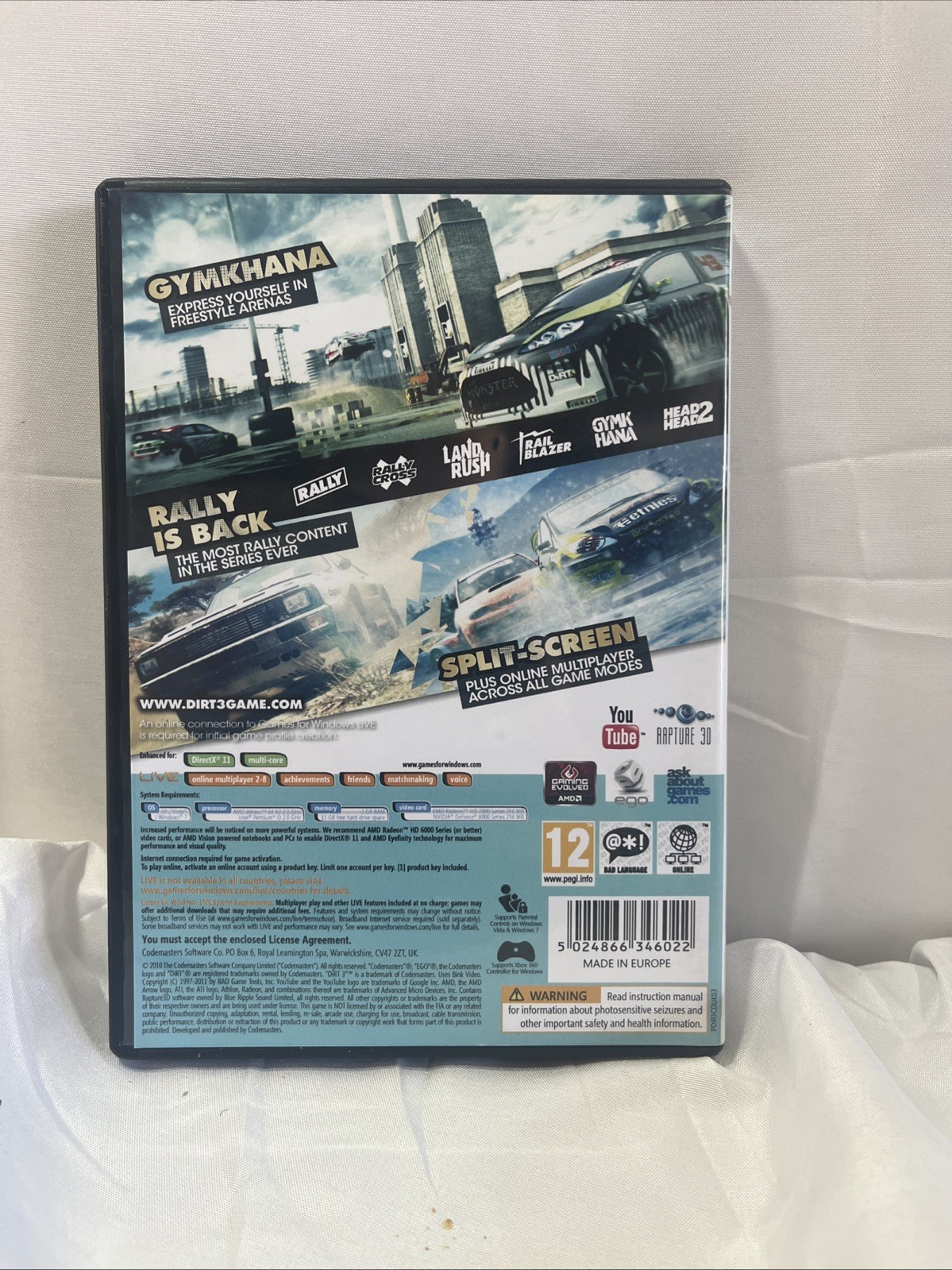 Dirt 3 PC CD Rom Video Game With Case Excellent FREE SHIPPING