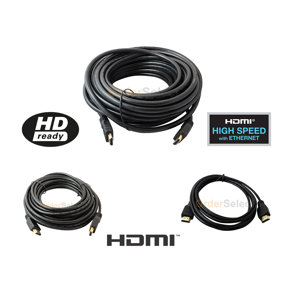 HDMI 1.4 4K 3D HDTV PC Xbox ONE PS4 LOT High Speed Cable Plug 3 6 10 15 25 50 FT