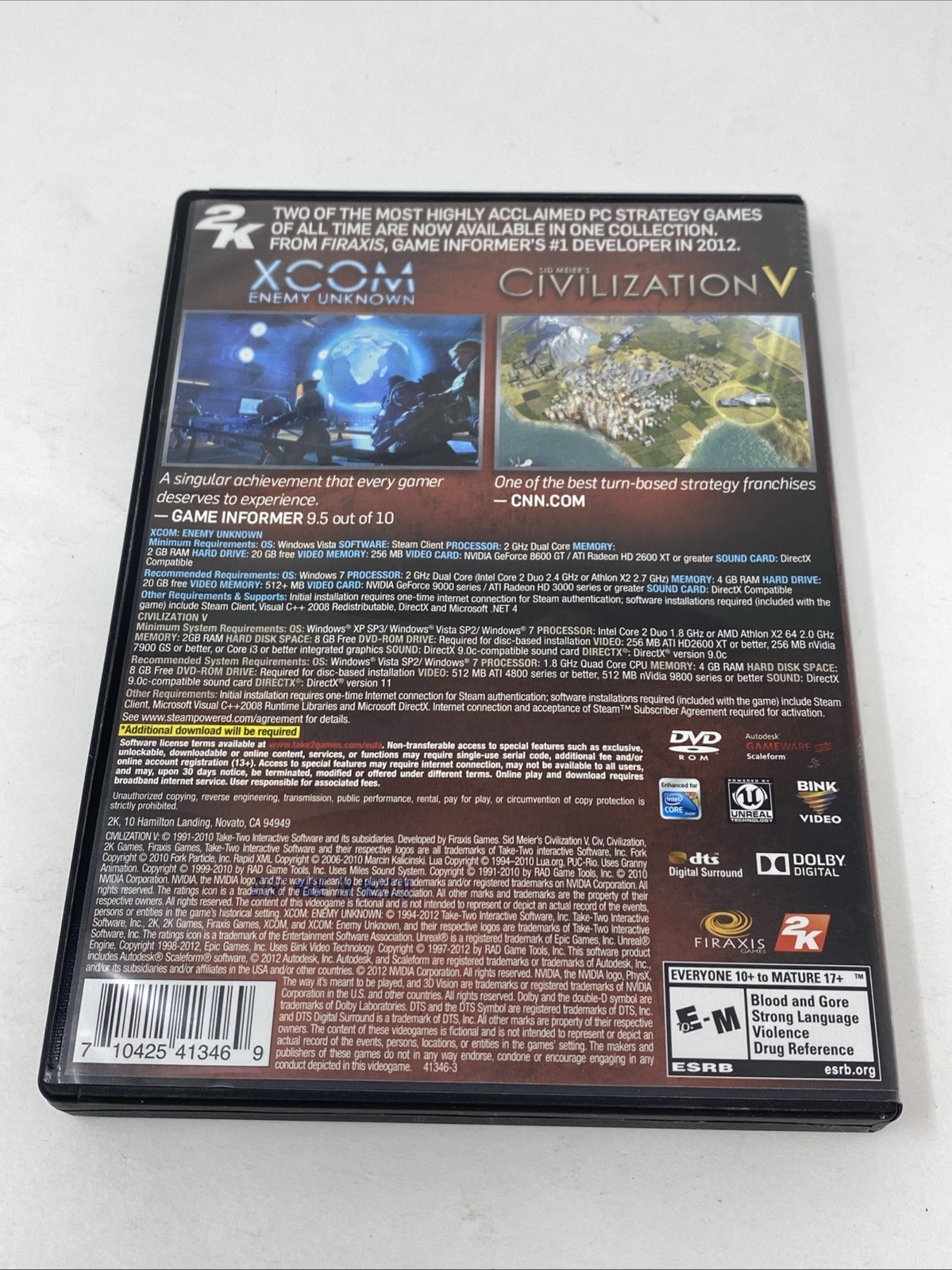 XCOM Enemy Unknown Sid Meier Civilization PC DVD 2K Game Strategy Collection
