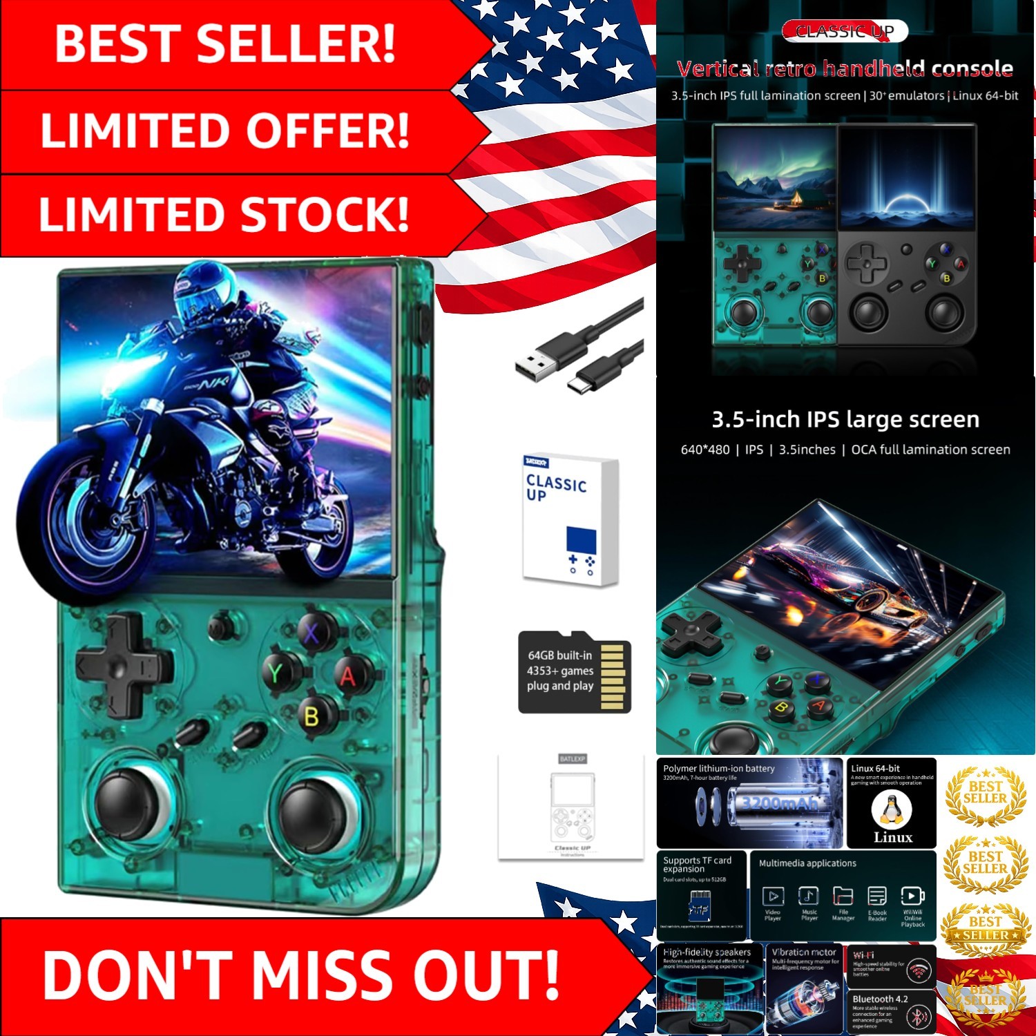 Classic Gaming Reinvented: Retro Handheld Console with Gorgeous IPS Display