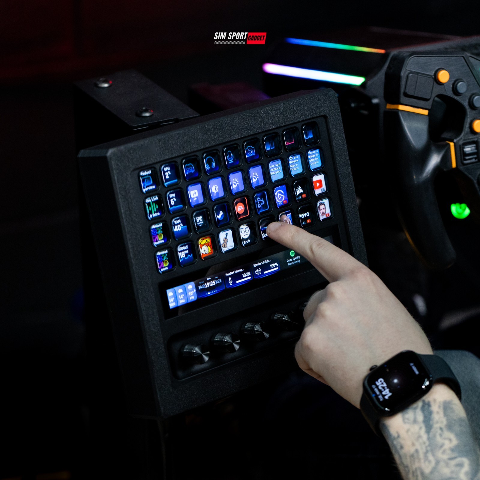 Stream Deck + XL Enclosure with Metal Swivel Mount for Sim Racing Rig