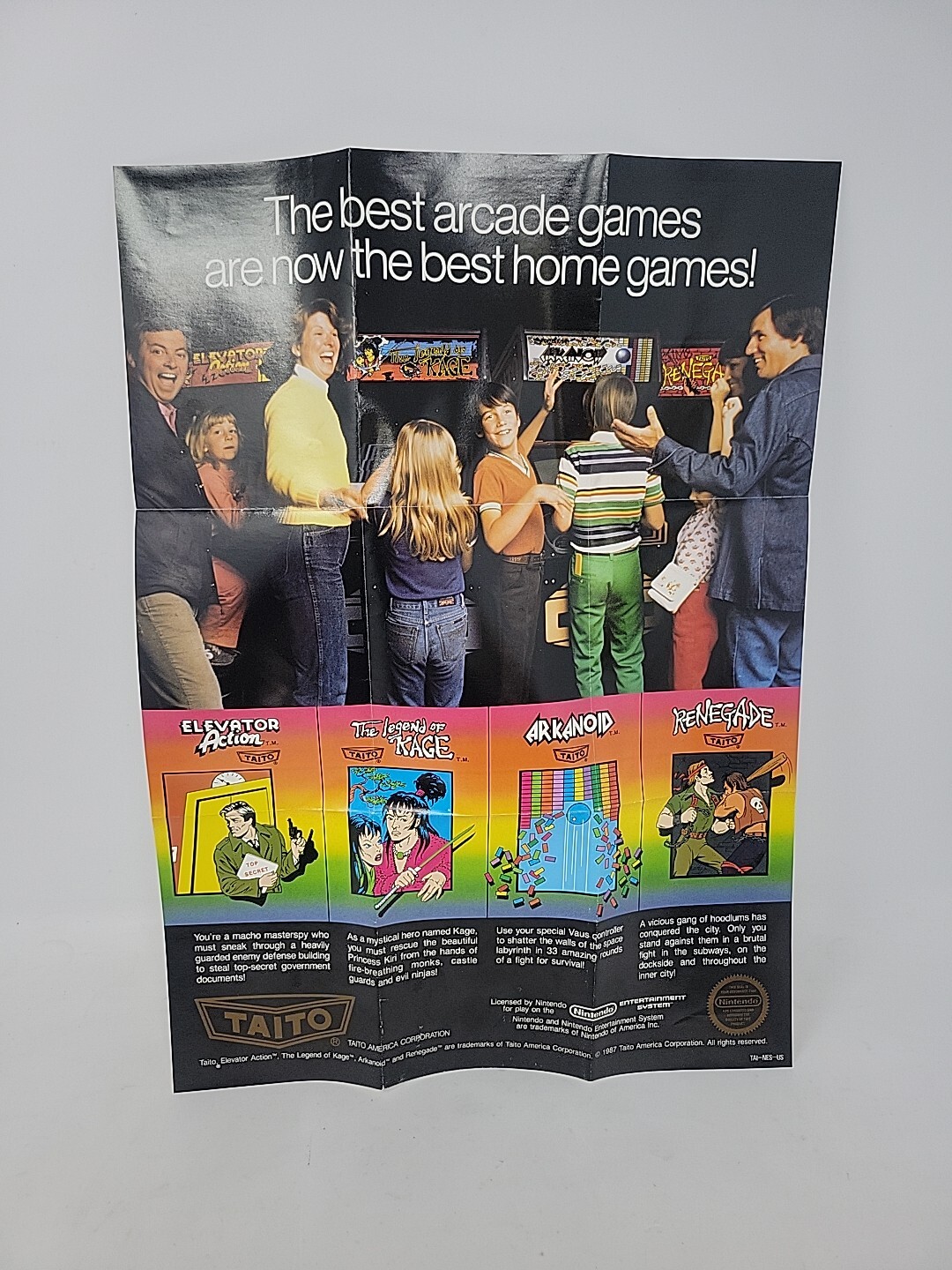 Taito Nintendo NES 1990 Fold Out Insert Advertisment Arcade Home Game TAI-NES-US