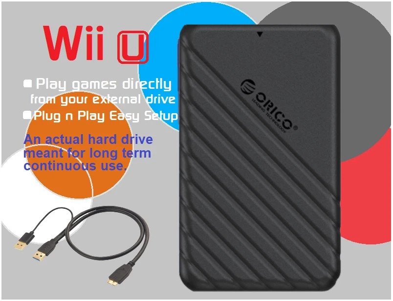 1TB or 500GB External Hard Drive for Nintendo Wii U Orico Expansion Drive