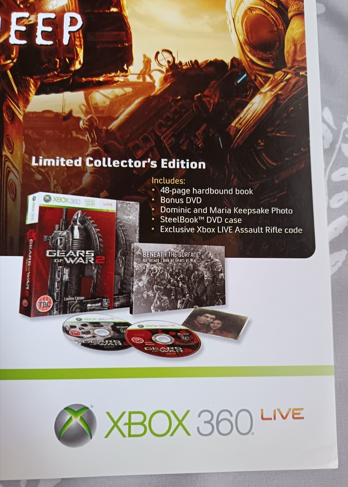 Gears of War 2 Marcus Fenix (Vintage, 2008) XBox 360 Game Poster (RARE)