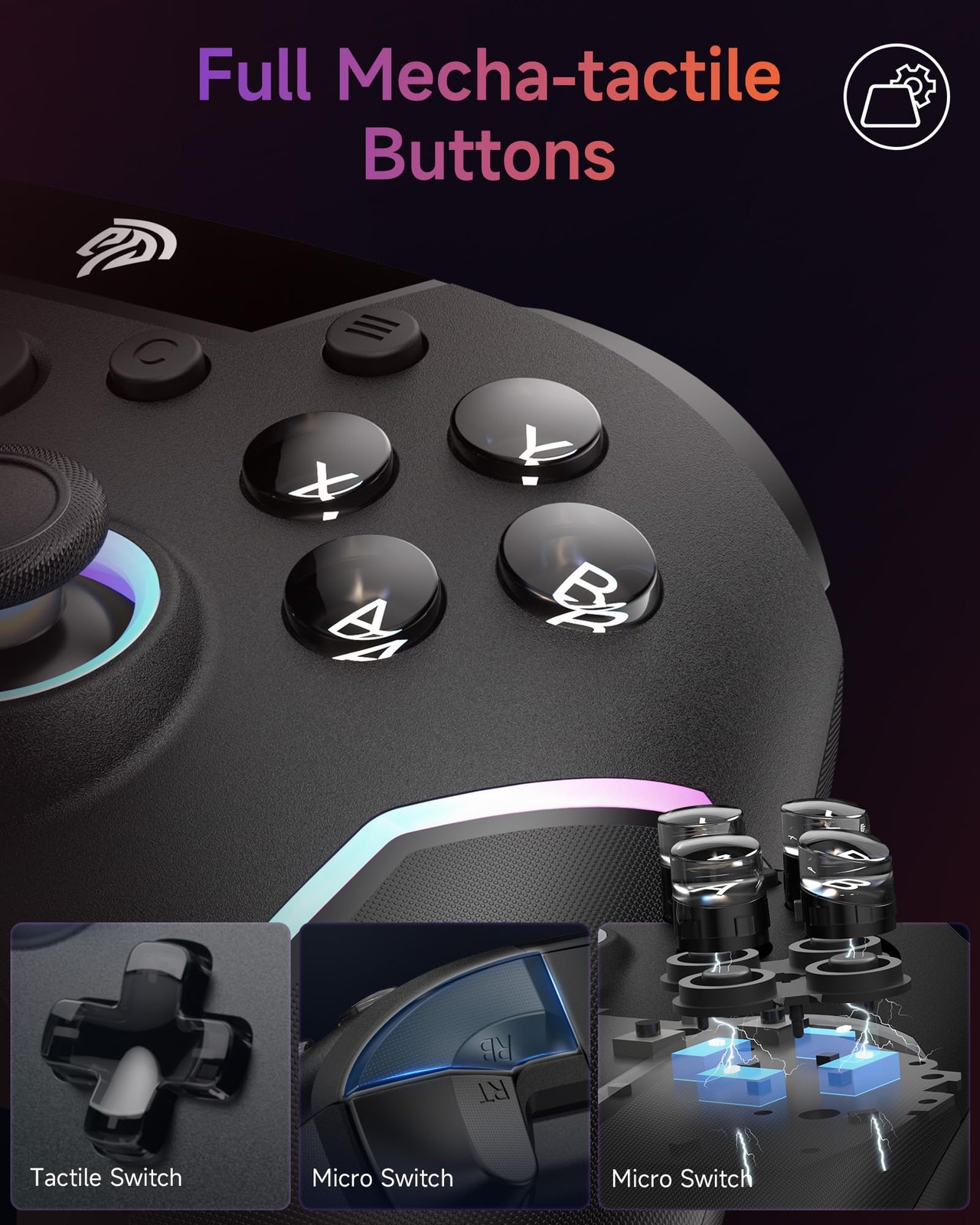 EasySMX X20 Wireless Gaming Controller, RGB, 2-Stage Hall Effect Sticks