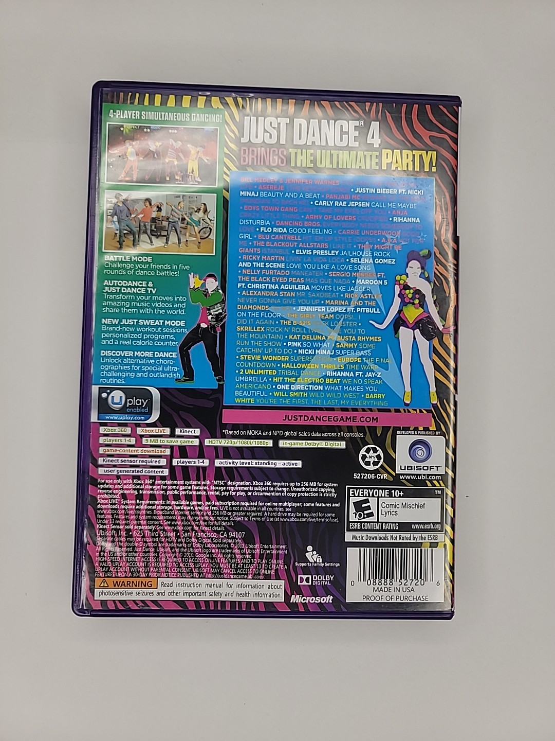 Just Dance 4 Xbox 360 Kinect Video Game Complete