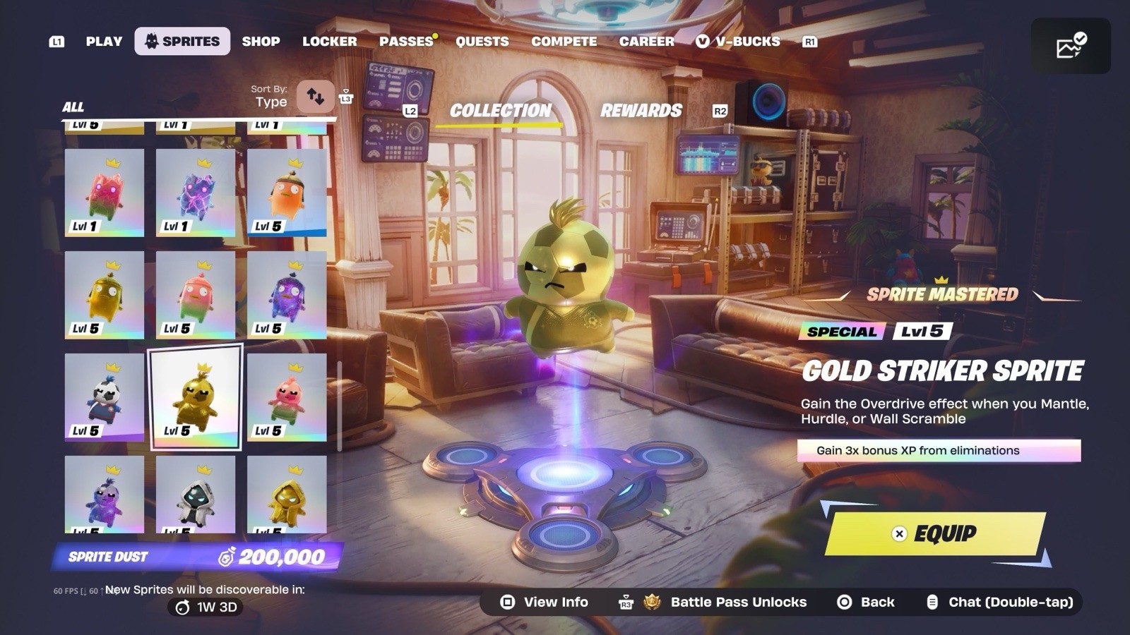 Fortnite Sprites All LVL 5 Normal, Gold, Gummy, Galaxy Sprites ALL MASTERED