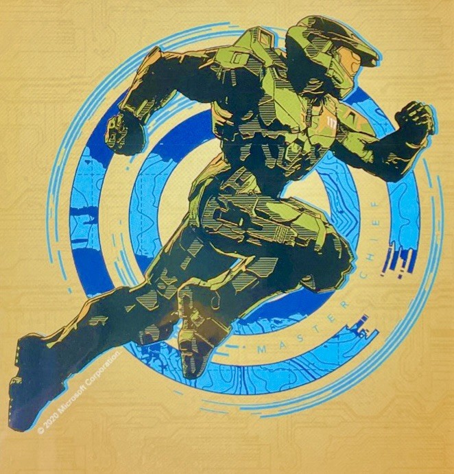 HALO3.5”x4.25”Decal Master Chief High Sprint,clear,turquoise XBOX 343industries