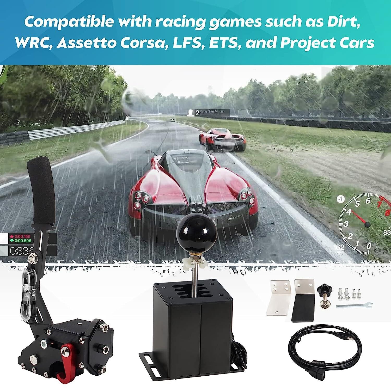 PC USB Simulator Shifter Handbrake with H Gear Shifter for G29 G27 G920 T300RS