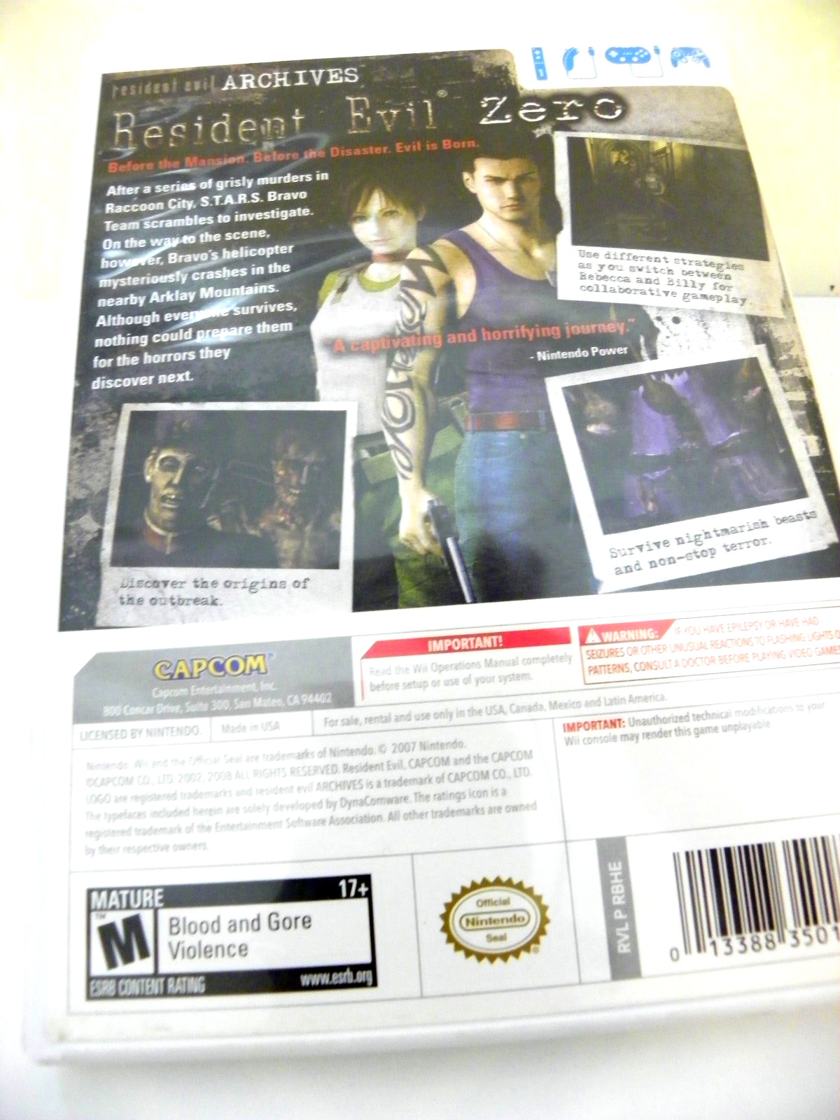 Resident Evil Archives: Resident Evil Zero (Nintendo Wii, 2009) CIB MINT DISK