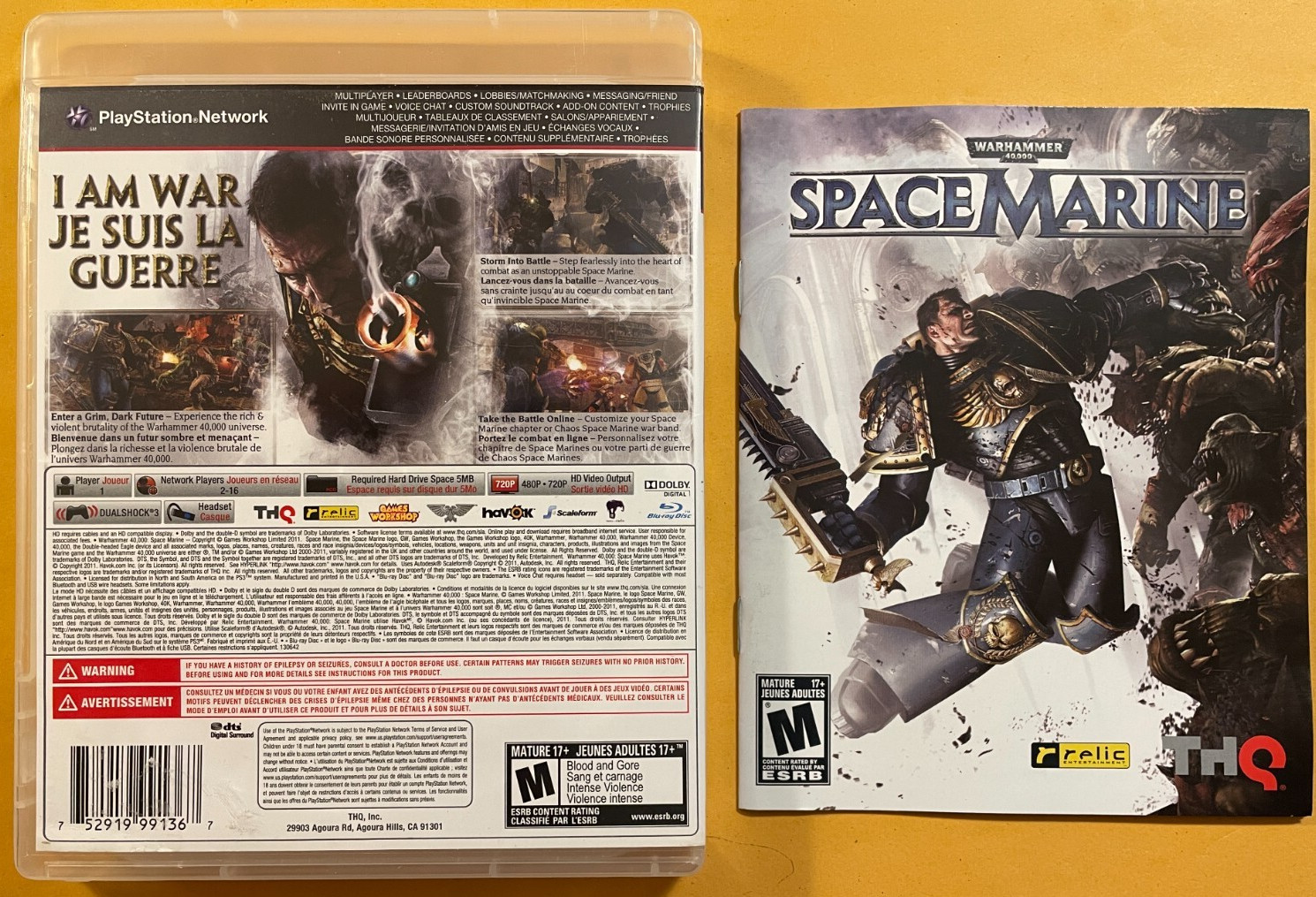 Warhammer 40000: Space Marine (Playstation 3, ps3, 2011) Video Game CIB Complete
