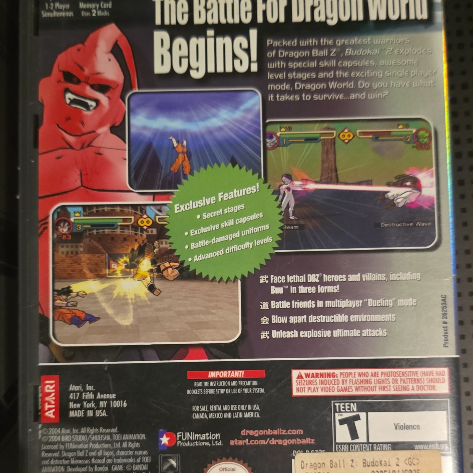 Atari Dragon Ball Z: Budokai 2 Nintendo GameCube Multiplayer T NTSC 2004