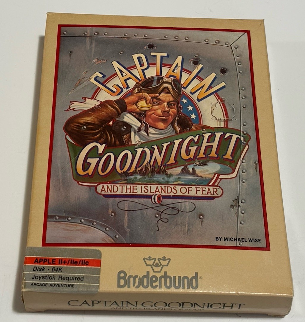 RARE 1985 Captain Goodnight and The Island Of Fear, Broderbund, Apple II, Box