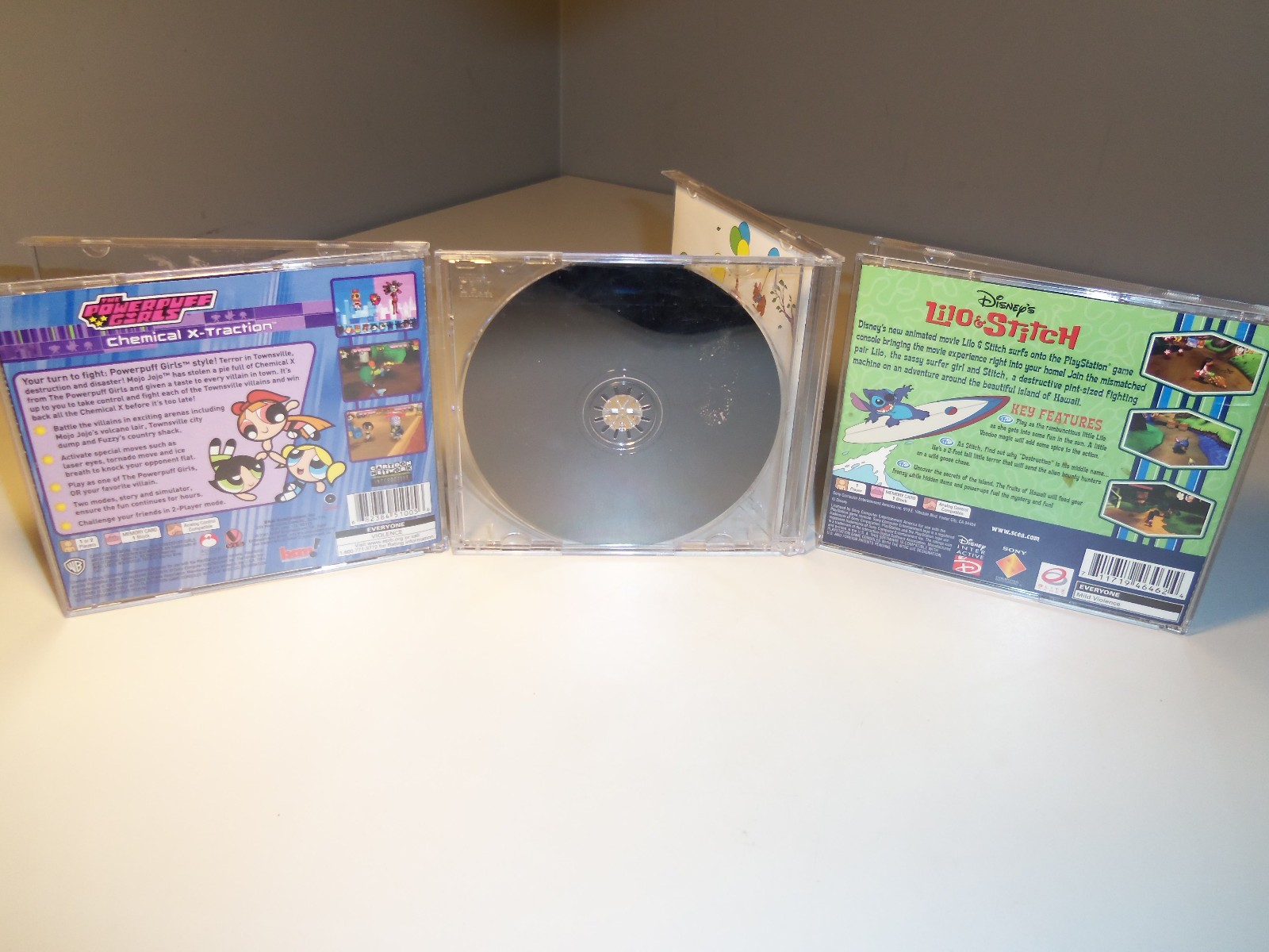 PS1 PlayStation 1 Powerpuff Girls Chemical X-Traction Pooh’s Party Lilo & Stitch