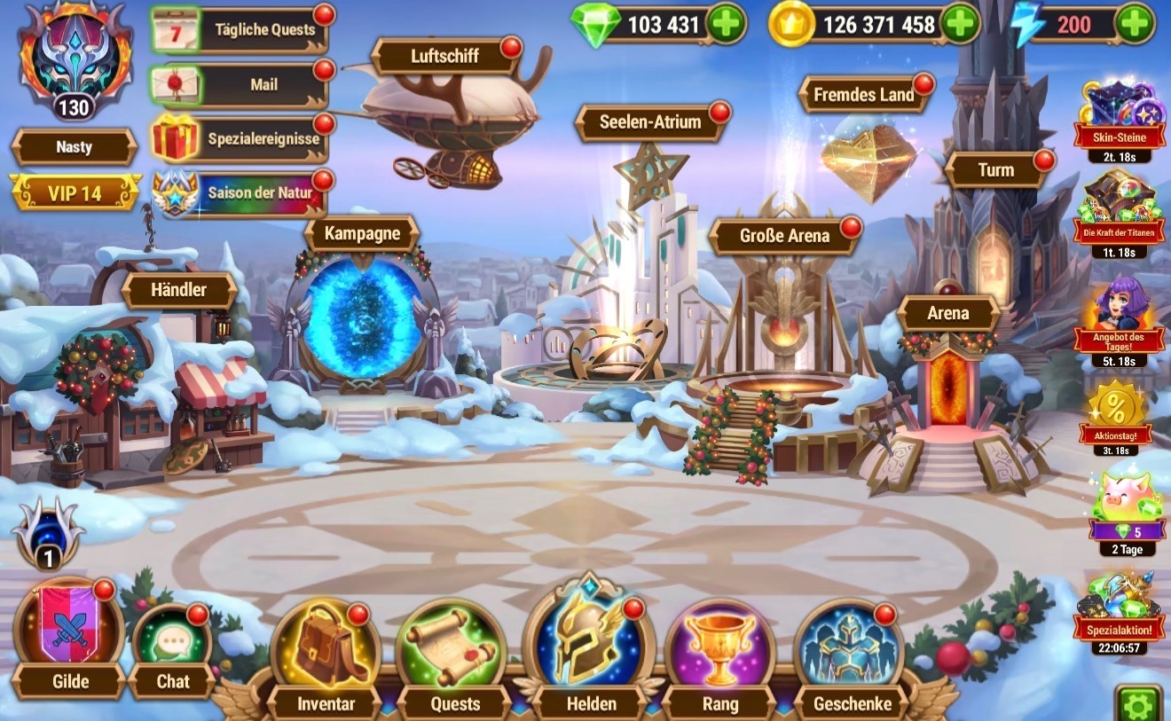 Hero Wars L130 VIP14 – 5.2M Heroes | 2.4M Titans | Arena #1 | S206