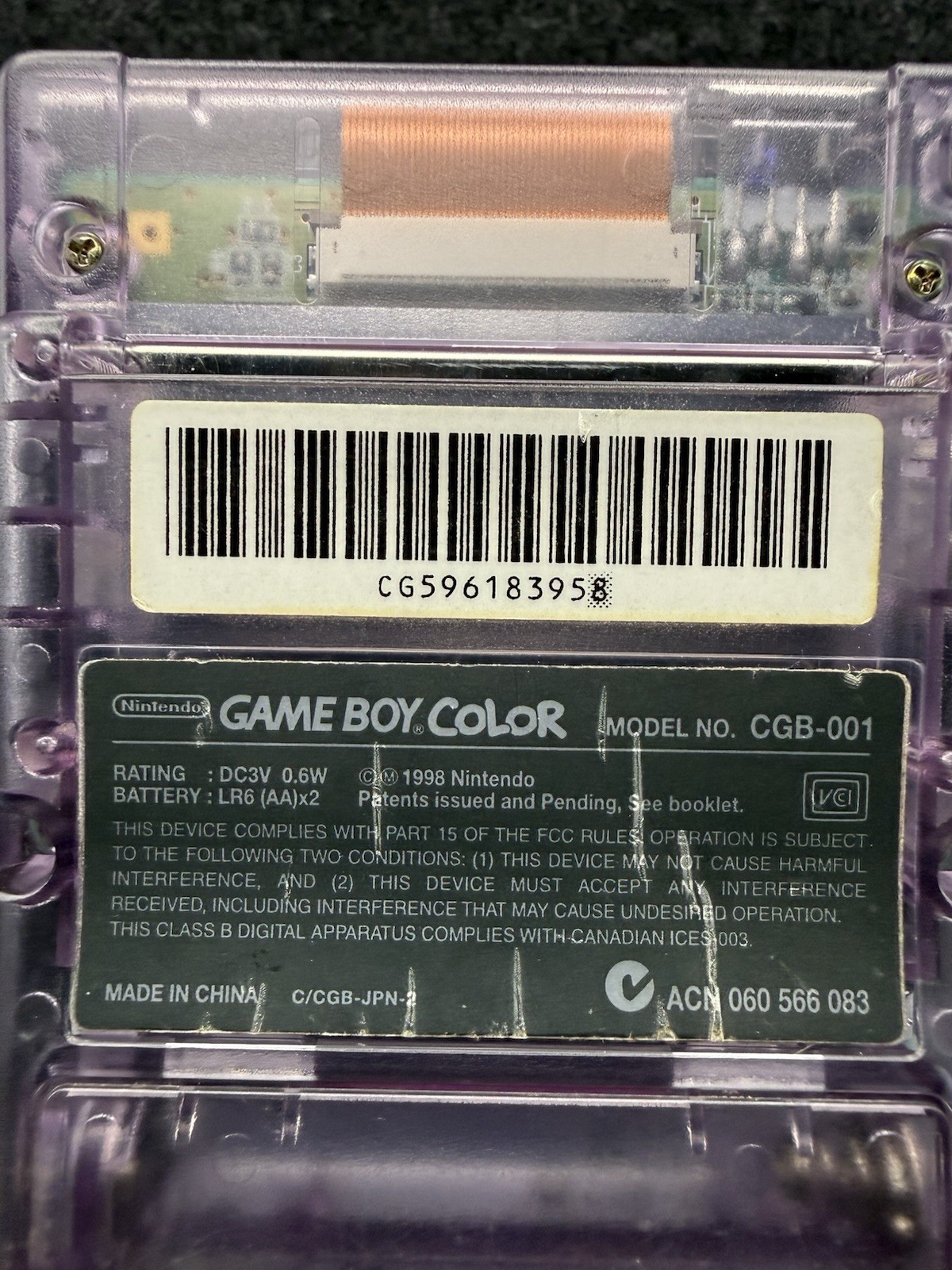 Nintendo Game Boy Color Atomic Purple CGB-001 Pokemon Lens & TESTED