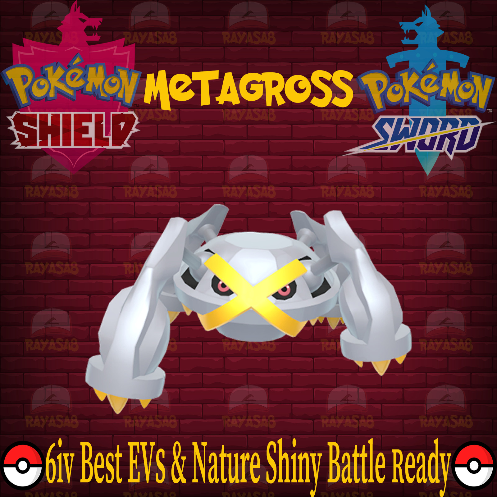 Pokemon Sword&Shield Metagross 6IV Best EVs, Nature Ultra 🌟Shiny🌟 Battle Ready