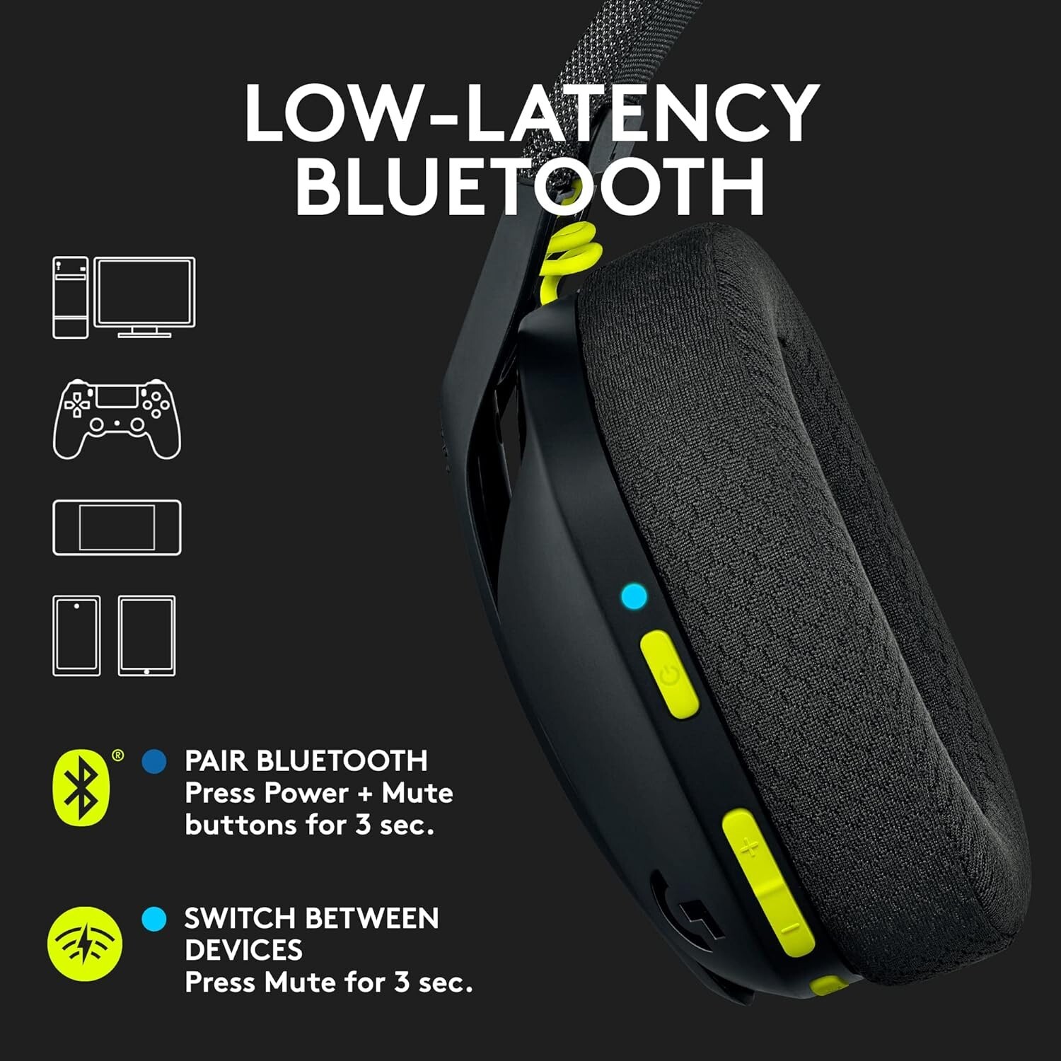 Logitech G435 LIGHTSPEED Wireless Bluetooth Gaming Headset PC PS4 PS5 Nintendo