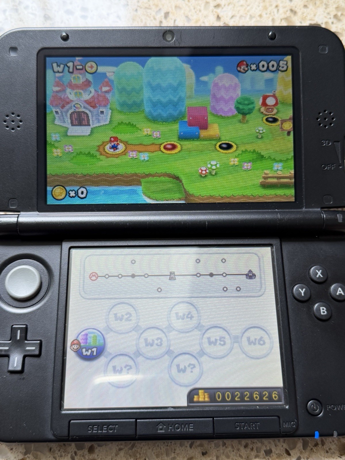 Nintendo 3DS XL (Metallic Blue) with Charger, New Super Mario Bros. 2 Tested